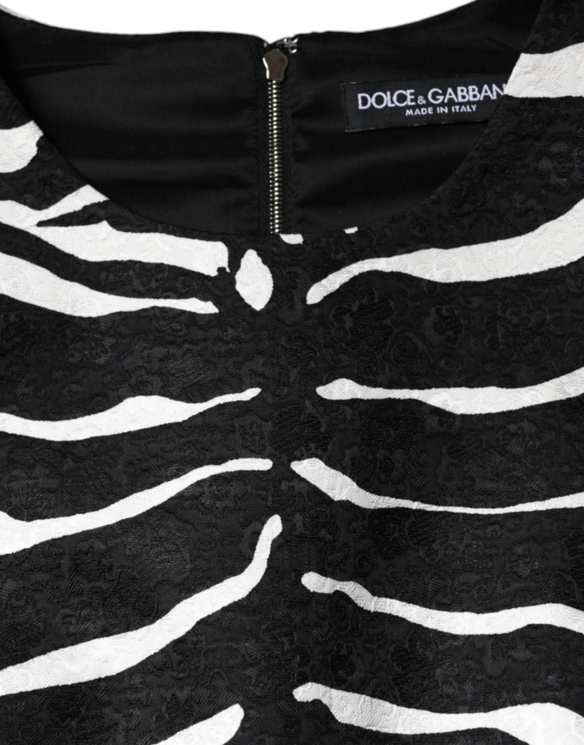 Dolce & Gabbana Black White Zebra A-line Sheath Mini Dress - Hilstor