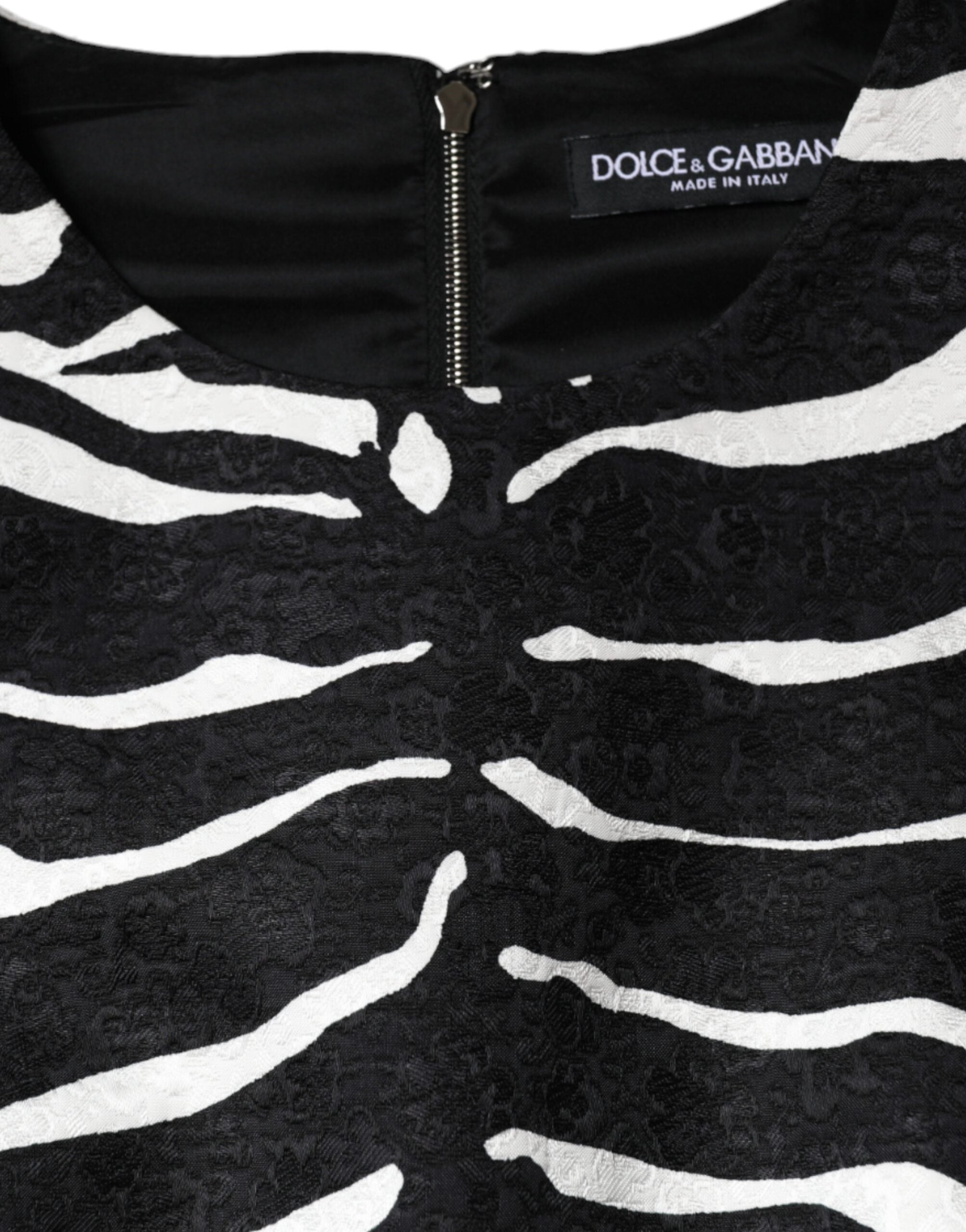 Dolce &amp; Gabbana Sort Hvid Zebra A-line Skede Mini Kjole