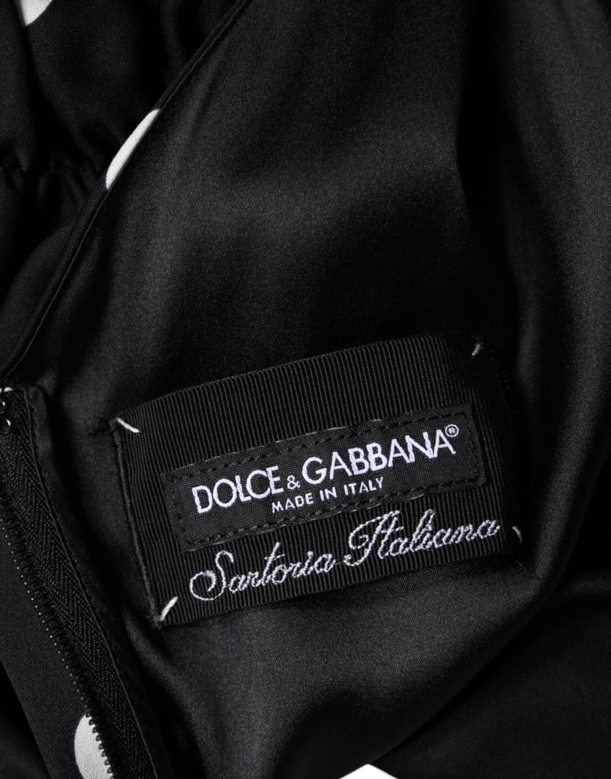 Dolce & Gabbana Black Silk Polka Dot Vneck Tassel Midi Dress - Hilstor