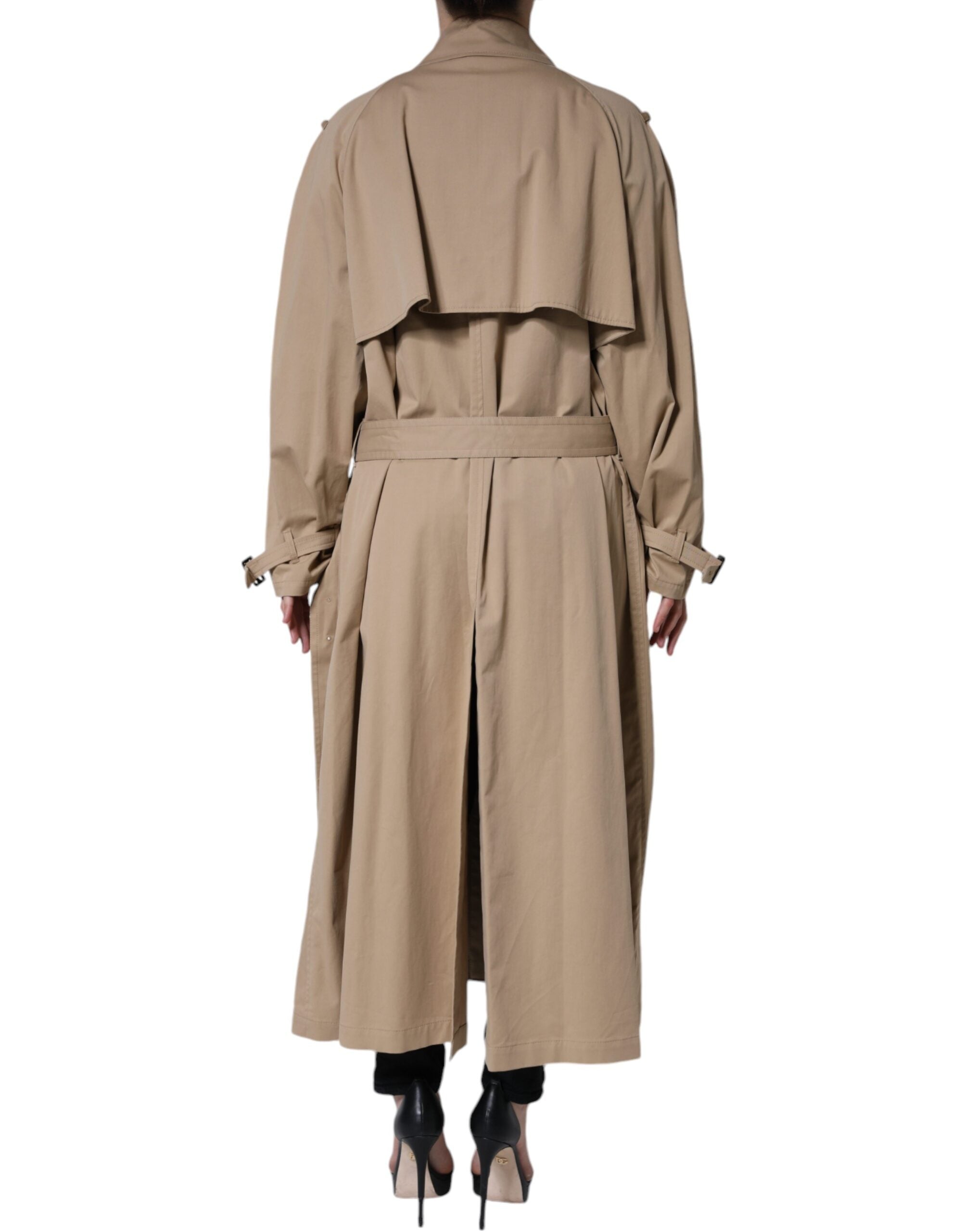 Dolce &amp; Gabbana Khaki dobbeltradet trenchcoat-jakke