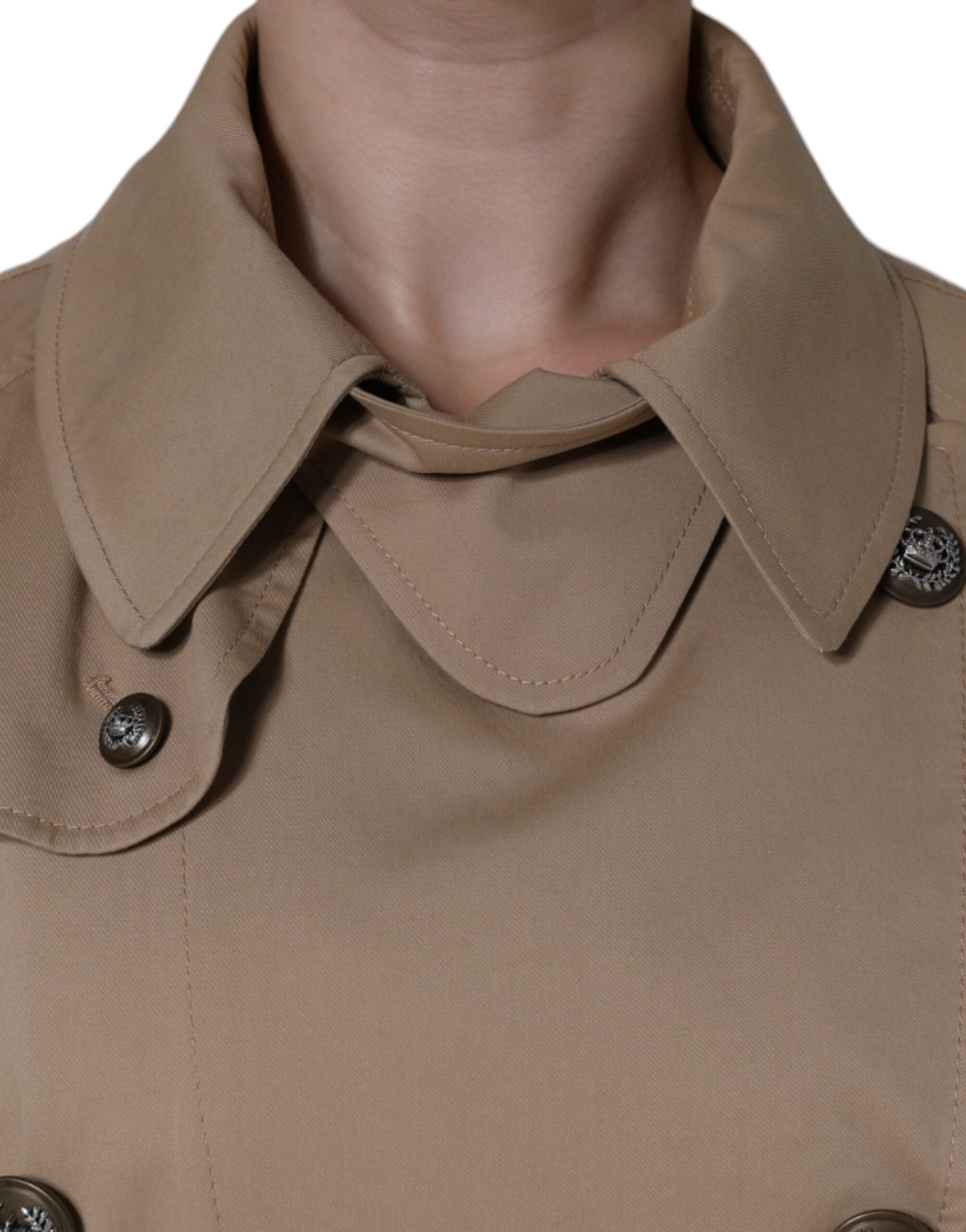 Dolce &amp; Gabbana Khaki dobbeltradet trenchcoat-jakke