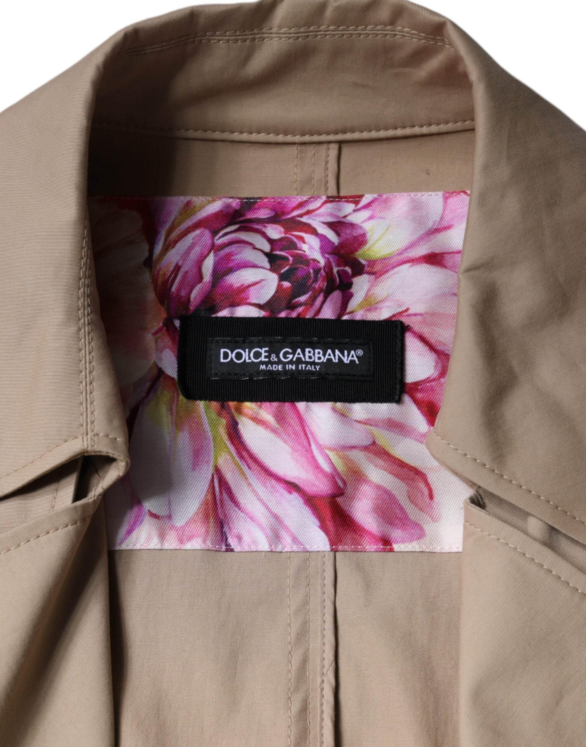 Dolce & Gabbana Khaki Double Breasted Trench Coat Jacket - Hilstor