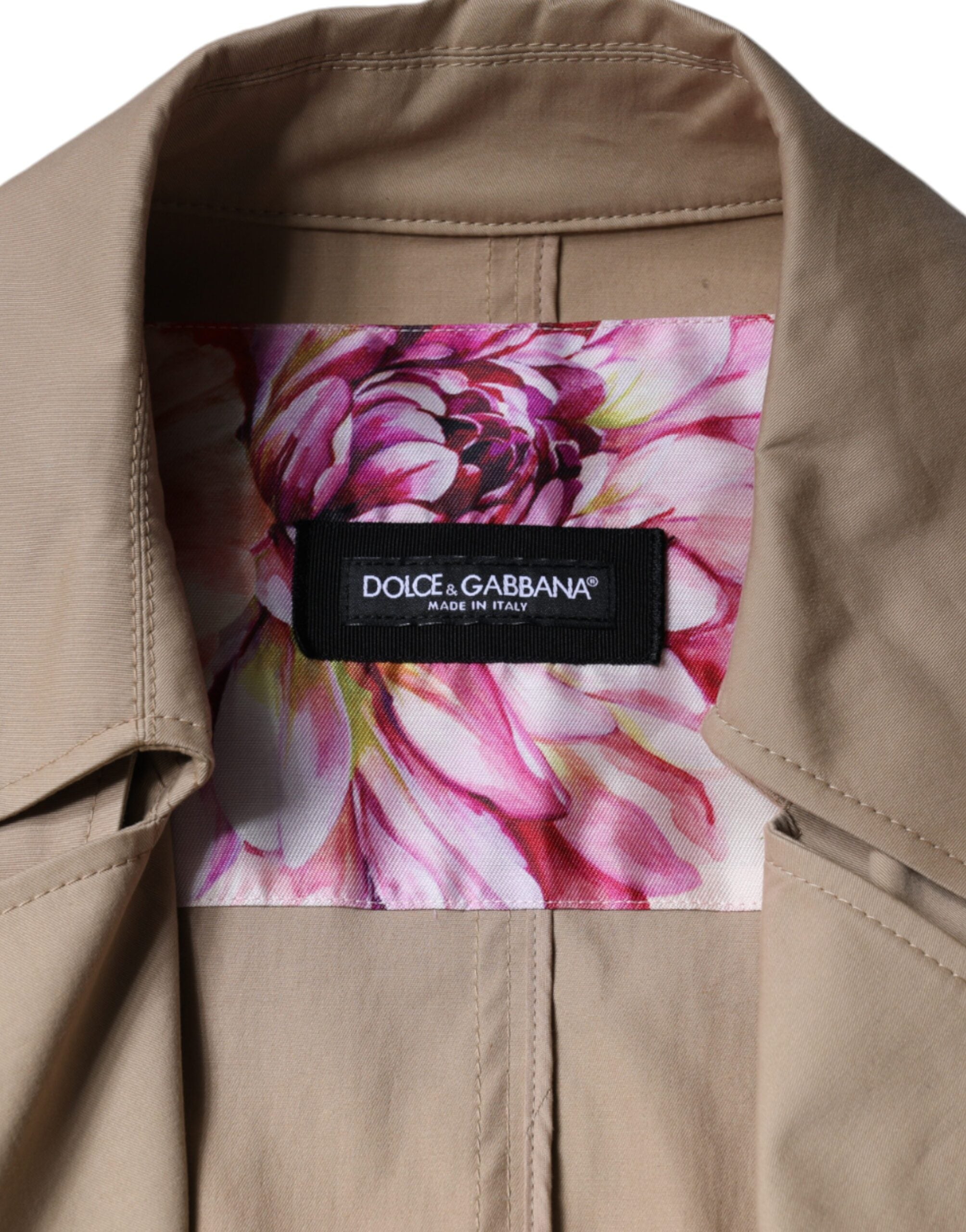 Dolce &amp; Gabbana Khaki dobbeltradet trenchcoat-jakke