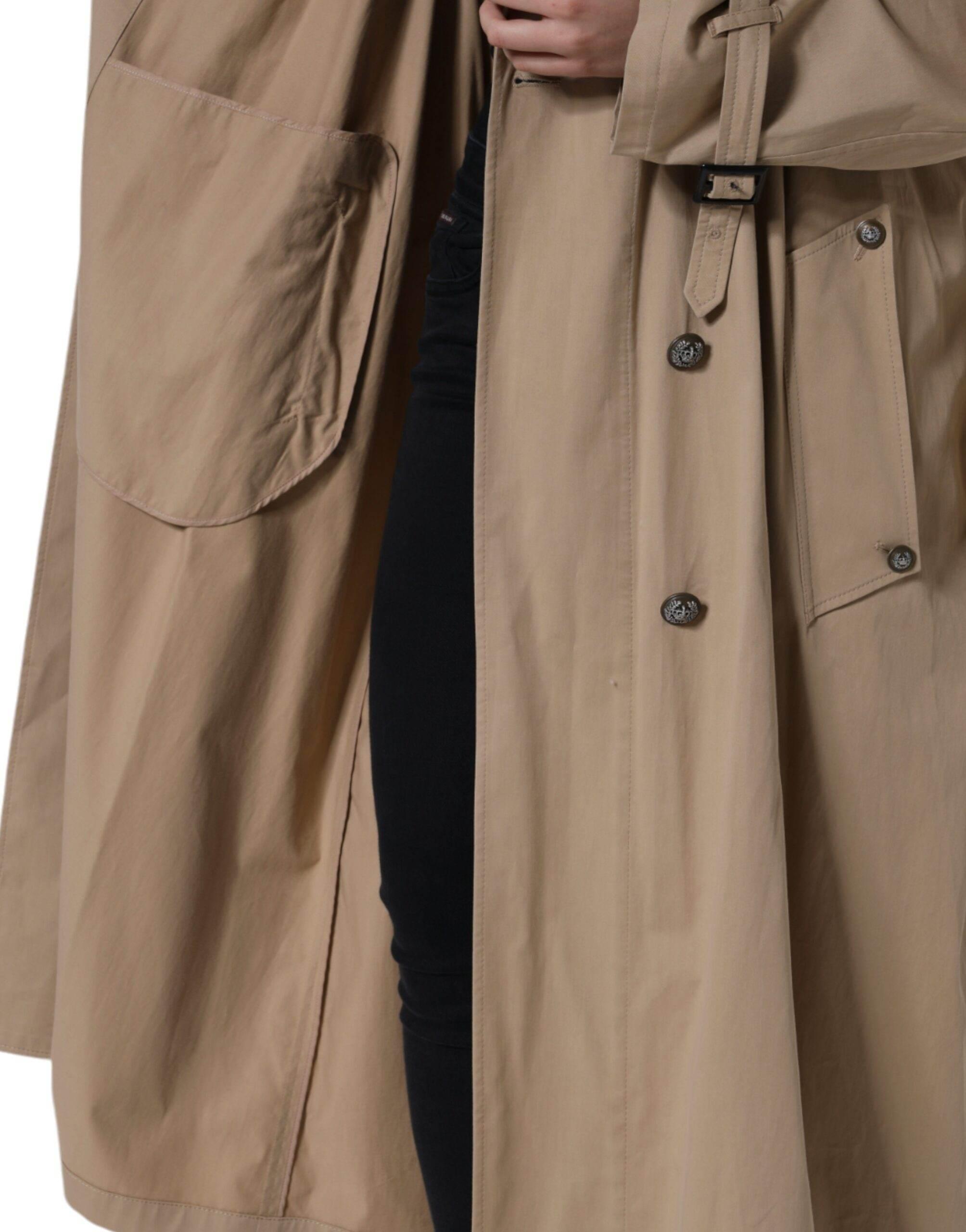 Dolce & Gabbana Khaki Double Breasted Trench Coat Jacket - Hilstor