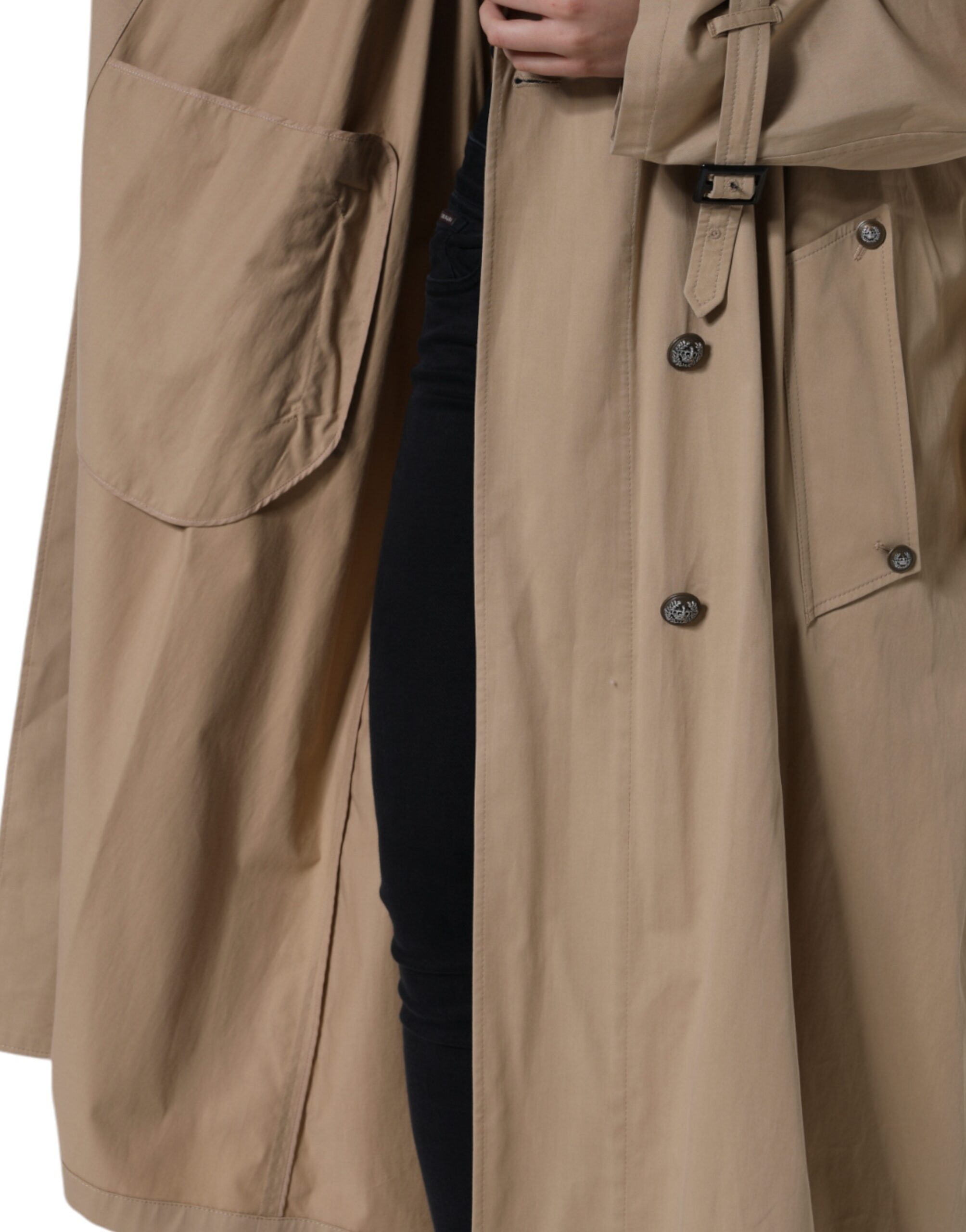Dolce &amp; Gabbana Khaki dobbeltradet trenchcoat-jakke