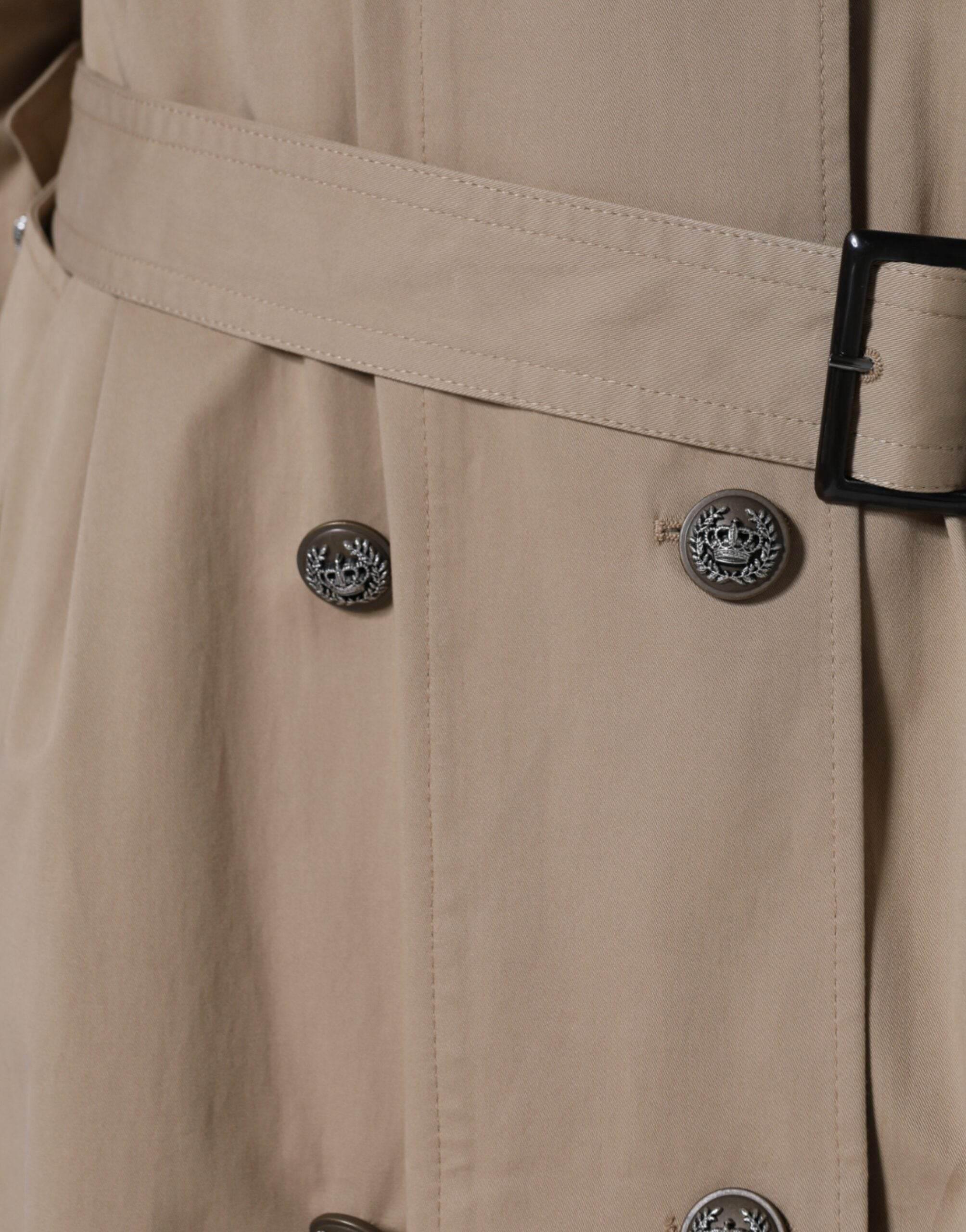 Dolce & Gabbana Khaki Double Breasted Trench Coat Jacket - Hilstor
