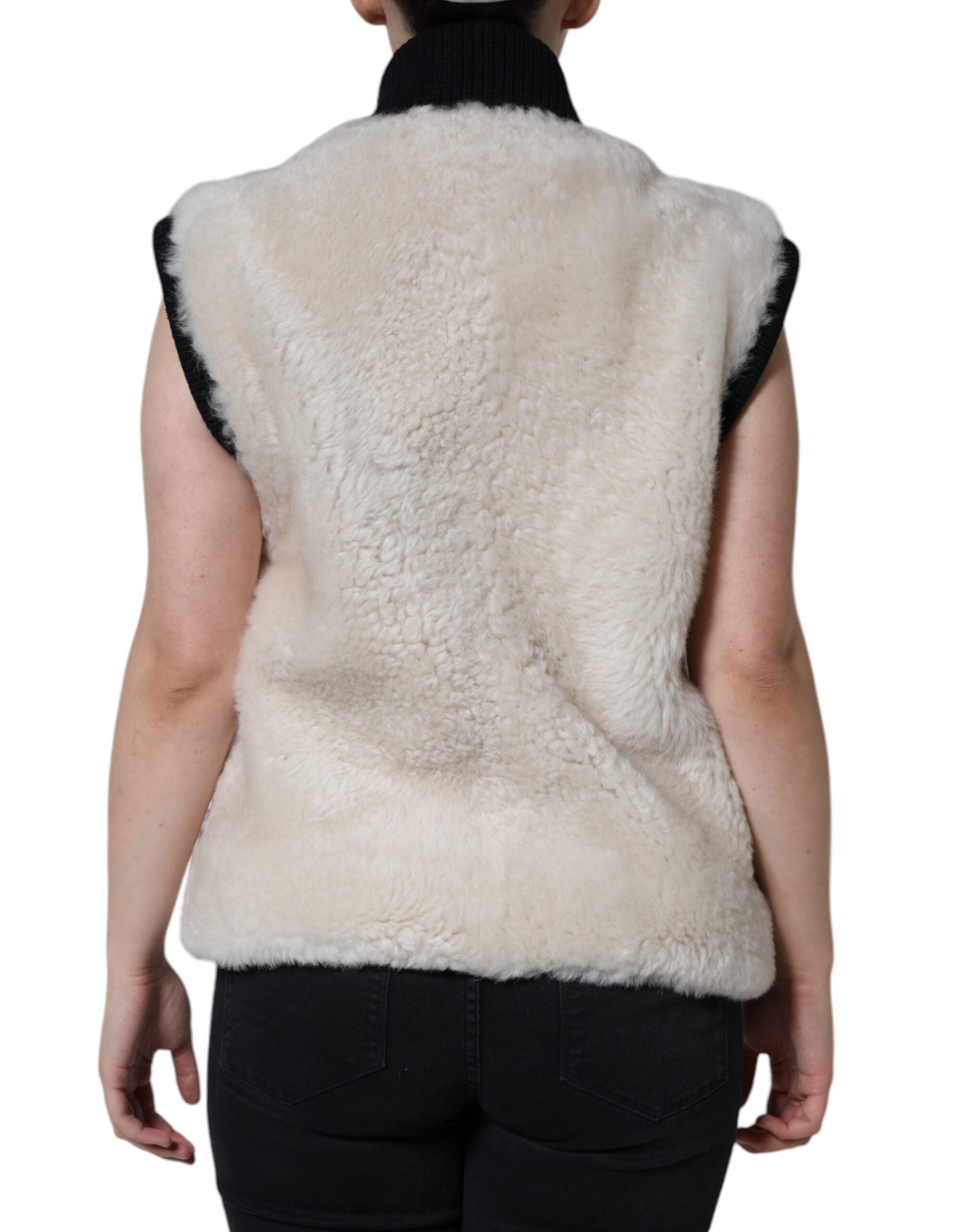 Burberry Vit WARRENFORD Shearling Läderväst Kappa Jacka
