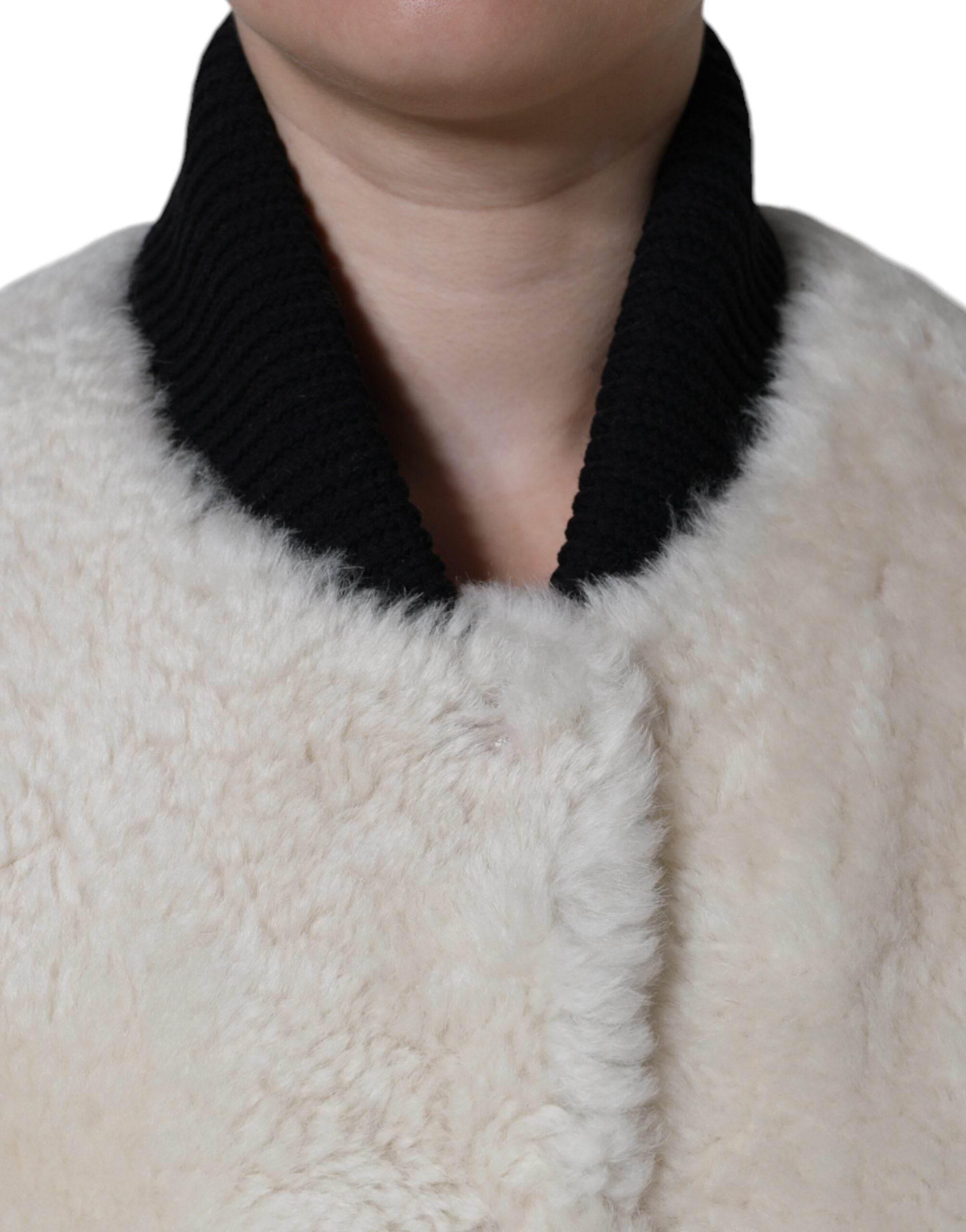 Burberry White WARRENFORD Shearling Leather Vest Coat Jacket - Hilstor
