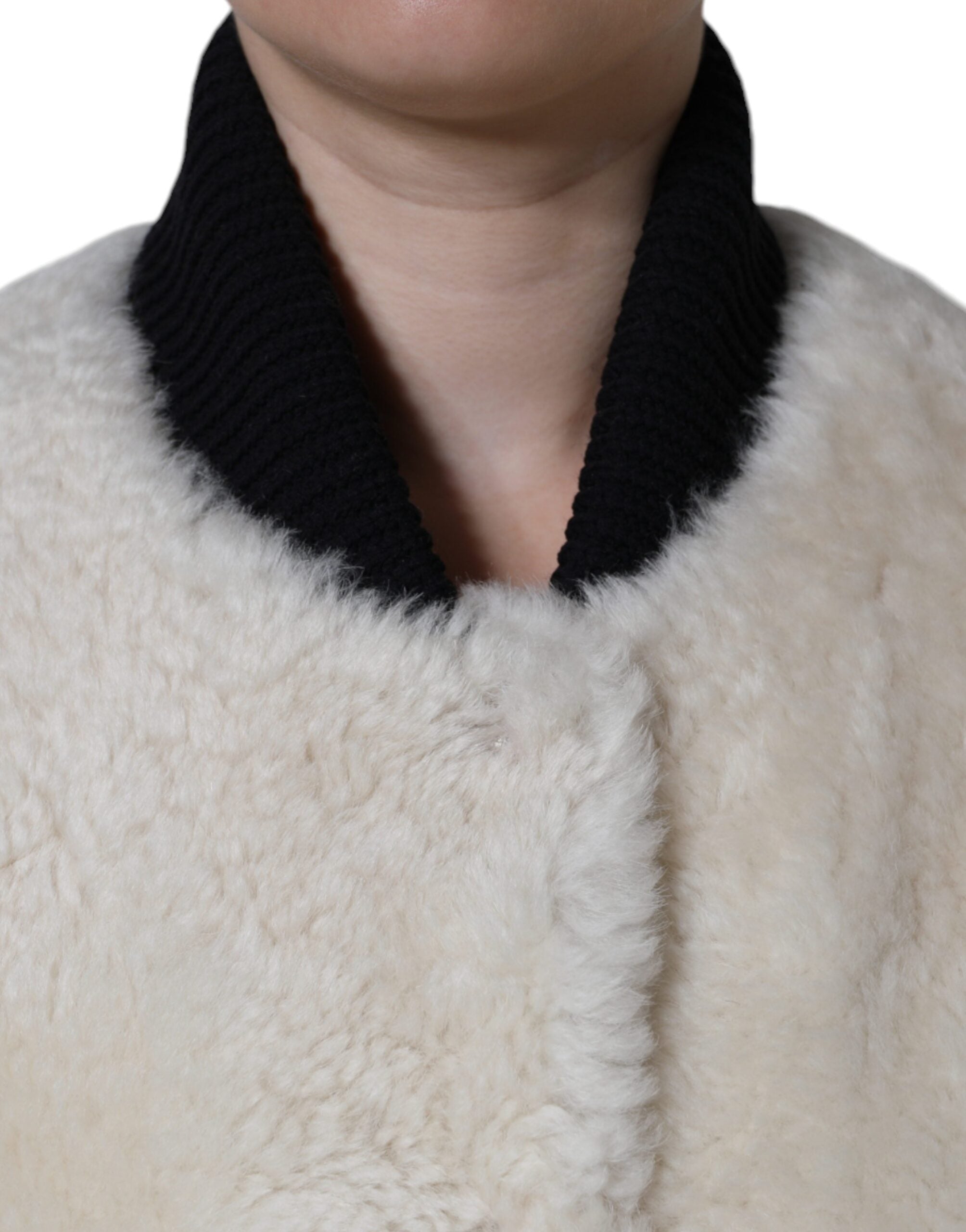 Burberry Vit WARRENFORD Shearling Läderväst Kappa Jacka