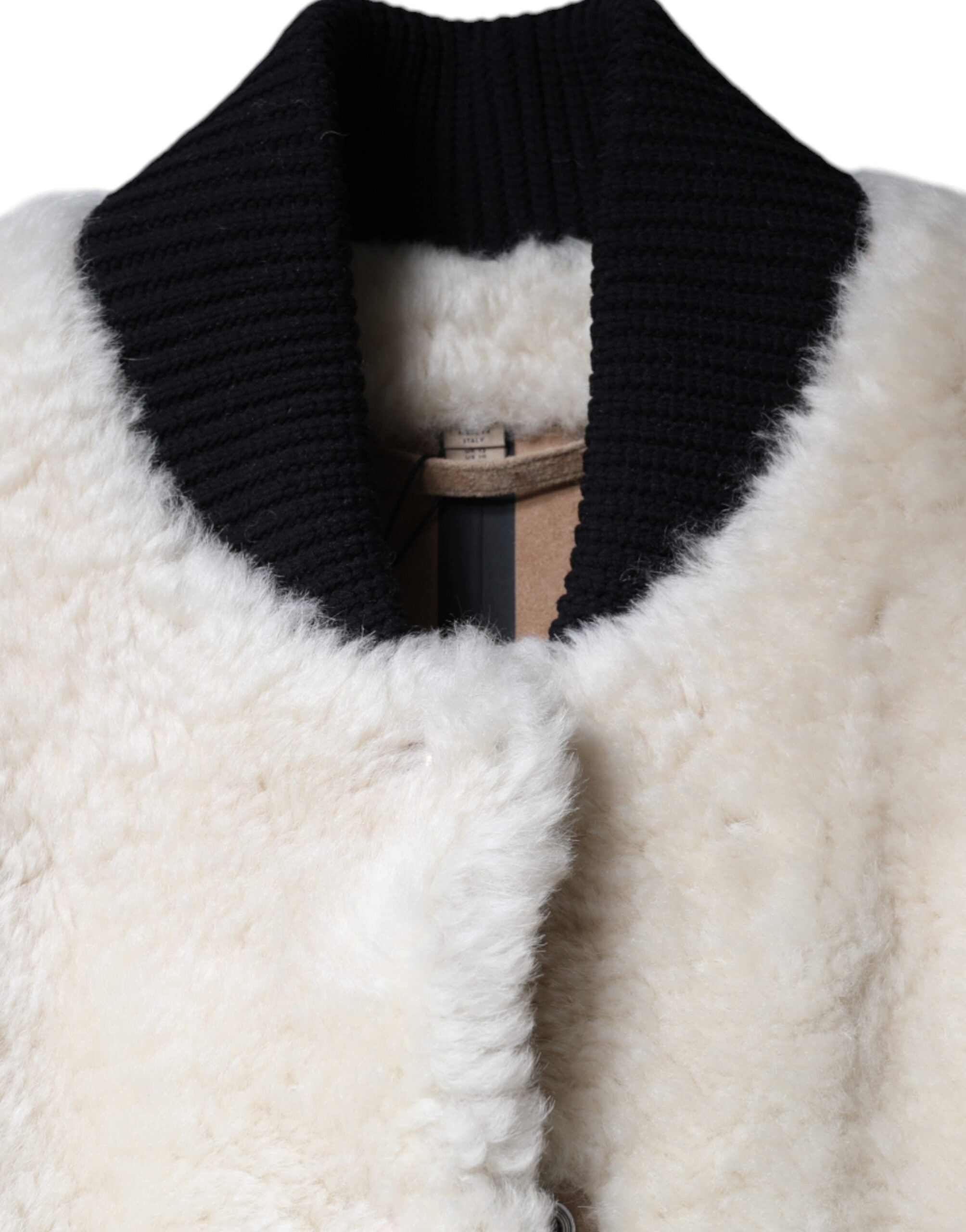 Burberry Vit WARRENFORD Shearling Läderväst Kappa Jacka