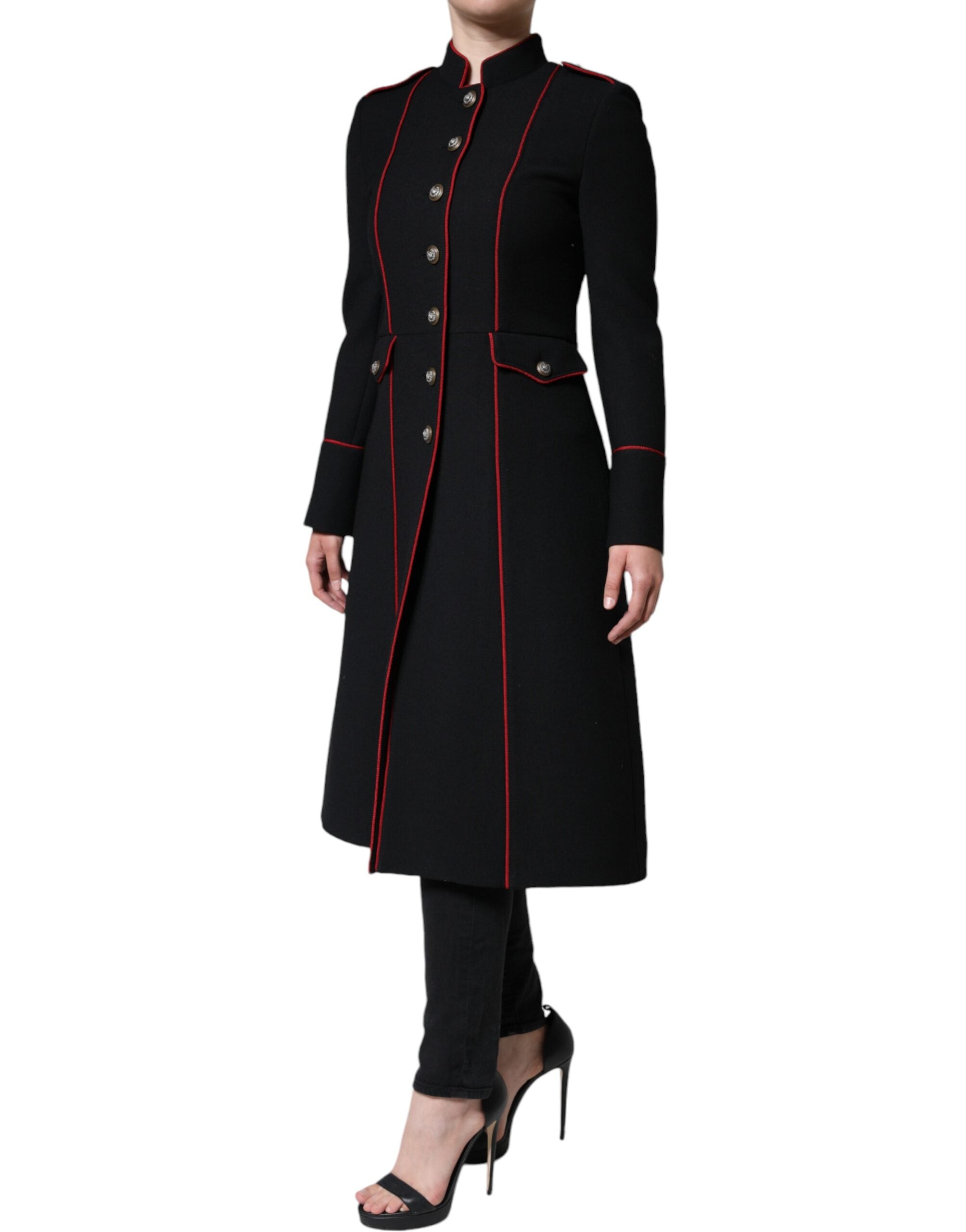 Dolce &amp; Gabbana sort enkeltradet trenchcoat-jakke