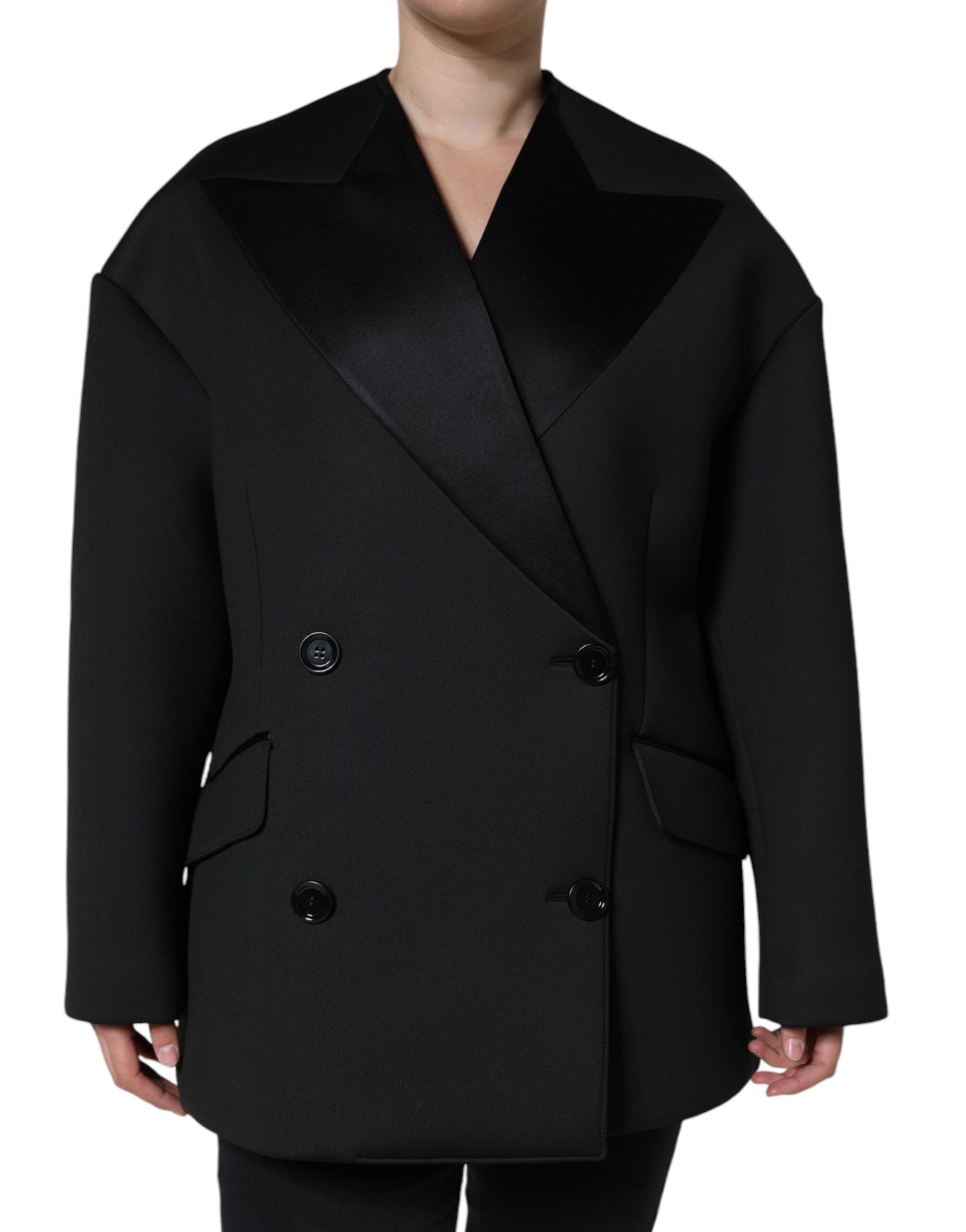 Dolce &amp; Gabbana sort polyester dobbeltradet jakke