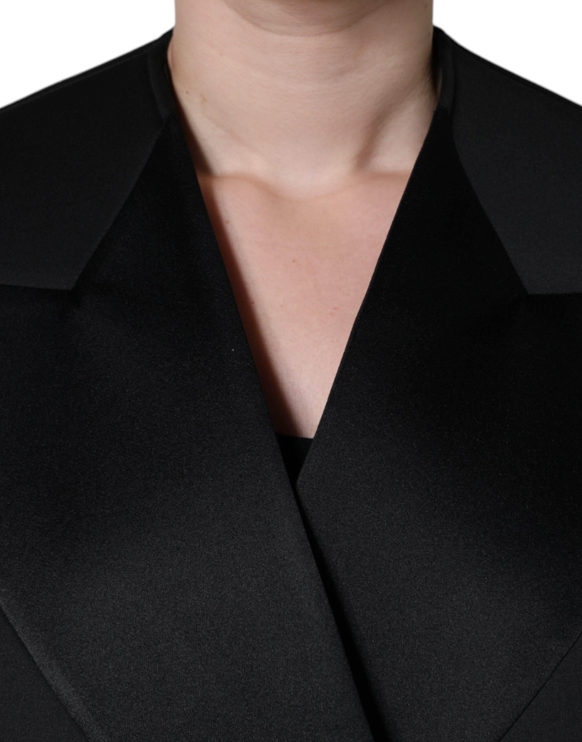 Dolce & Gabbana Black Polyester Double Breasted Coat Jacket - Hilstor