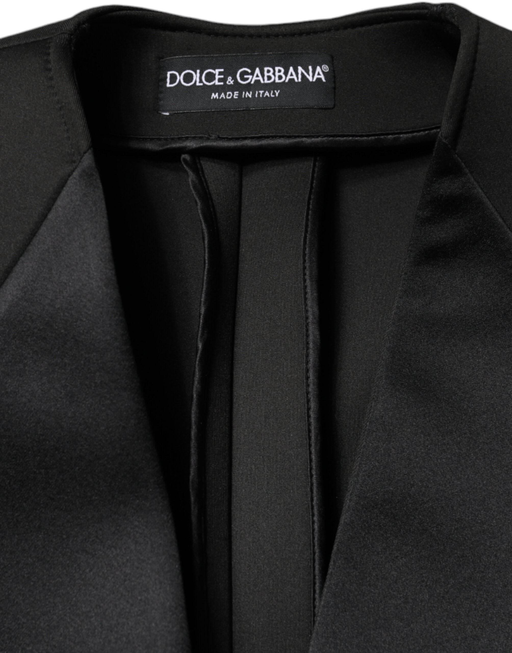 Dolce & Gabbana Black Polyester Double Breasted Coat Jacket - Hilstor