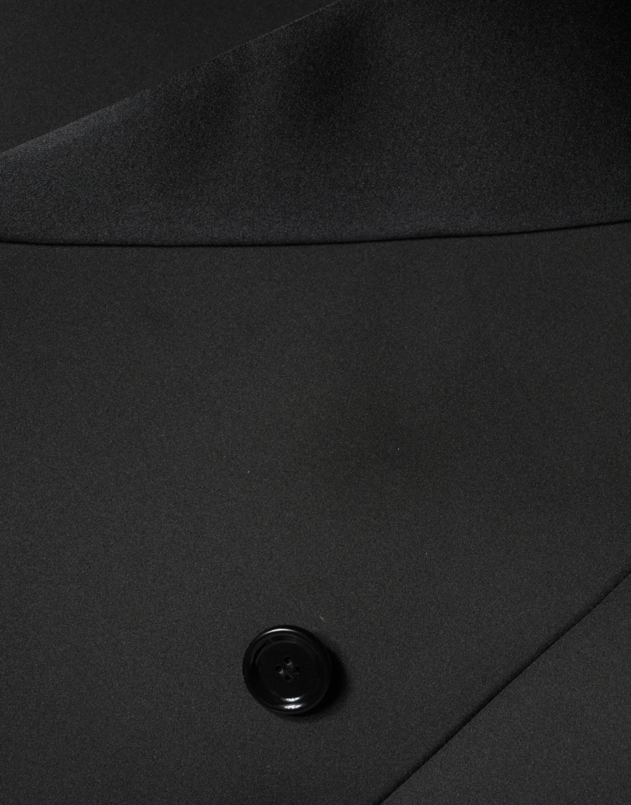 Dolce & Gabbana Black Polyester Double Breasted Coat Jacket - Hilstor