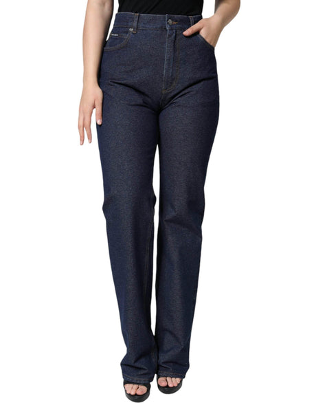 Dolce & Gabbana Dark Blue Cotton Stretch Straight Denim Jeans - Hilstor