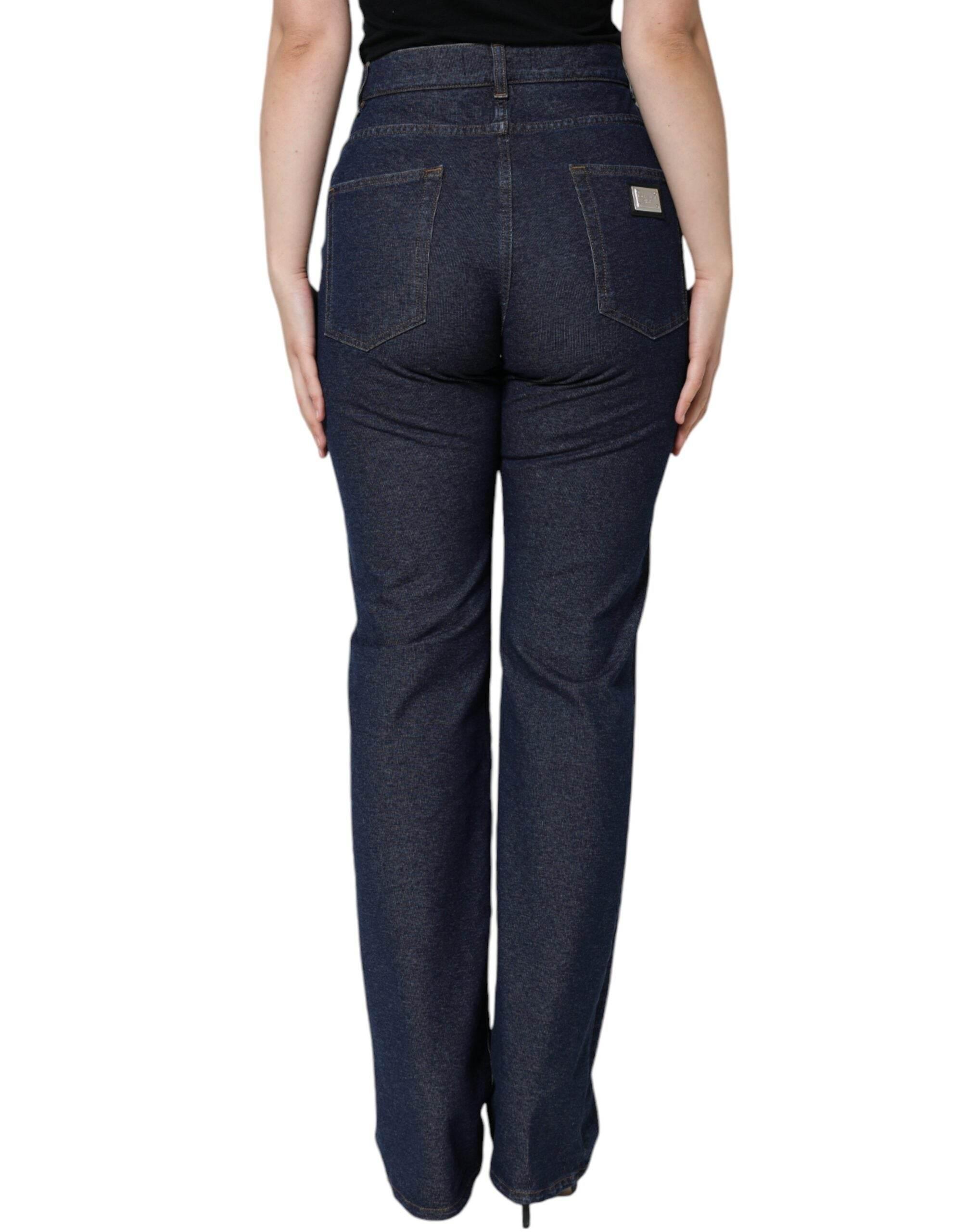 Dolce & Gabbana Dark Blue Cotton Stretch Straight Denim Jeans - Hilstor