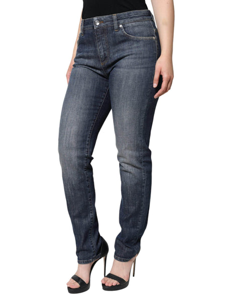 Dolce & Gabbana Dark Blue Cotton Stretch Skinny Denim Jeans - Hilstor