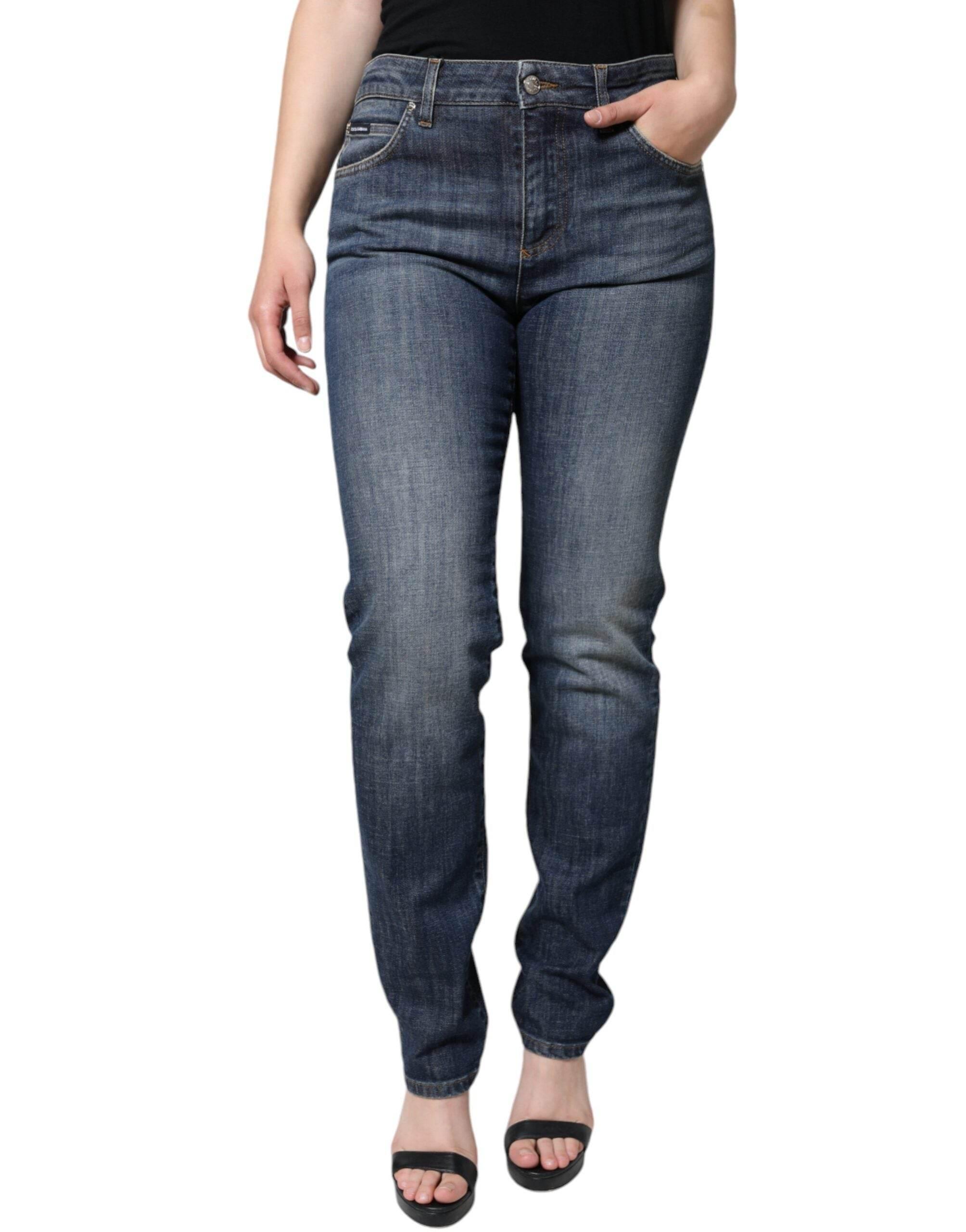 Dolce & Gabbana Dark Blue Cotton Stretch Skinny Denim Jeans - Hilstor