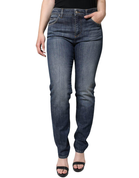 Dolce & Gabbana Dark Blue Cotton Stretch Skinny Denim Jeans - Hilstor