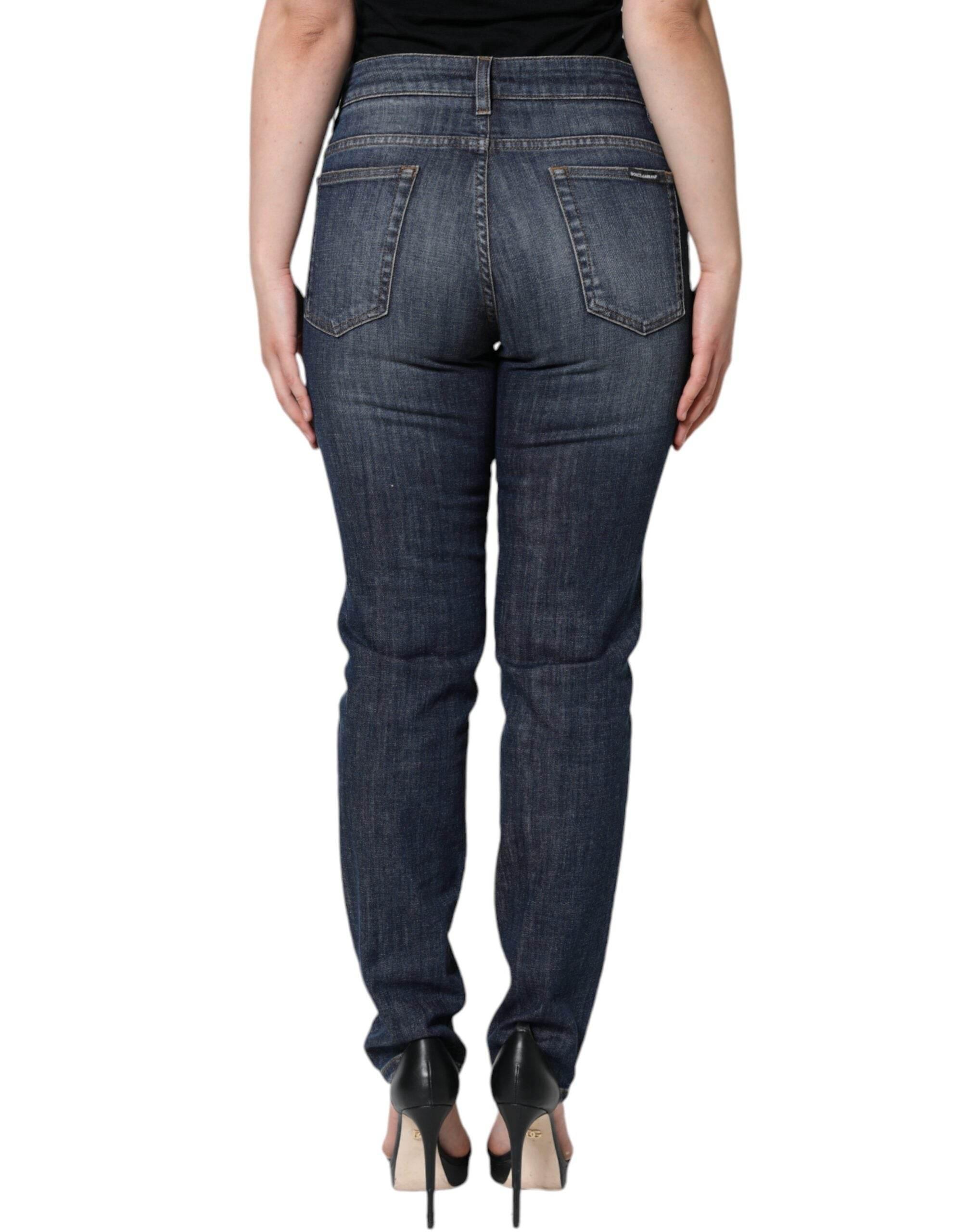 Dolce & Gabbana Dark Blue Cotton Stretch Skinny Denim Jeans - Hilstor