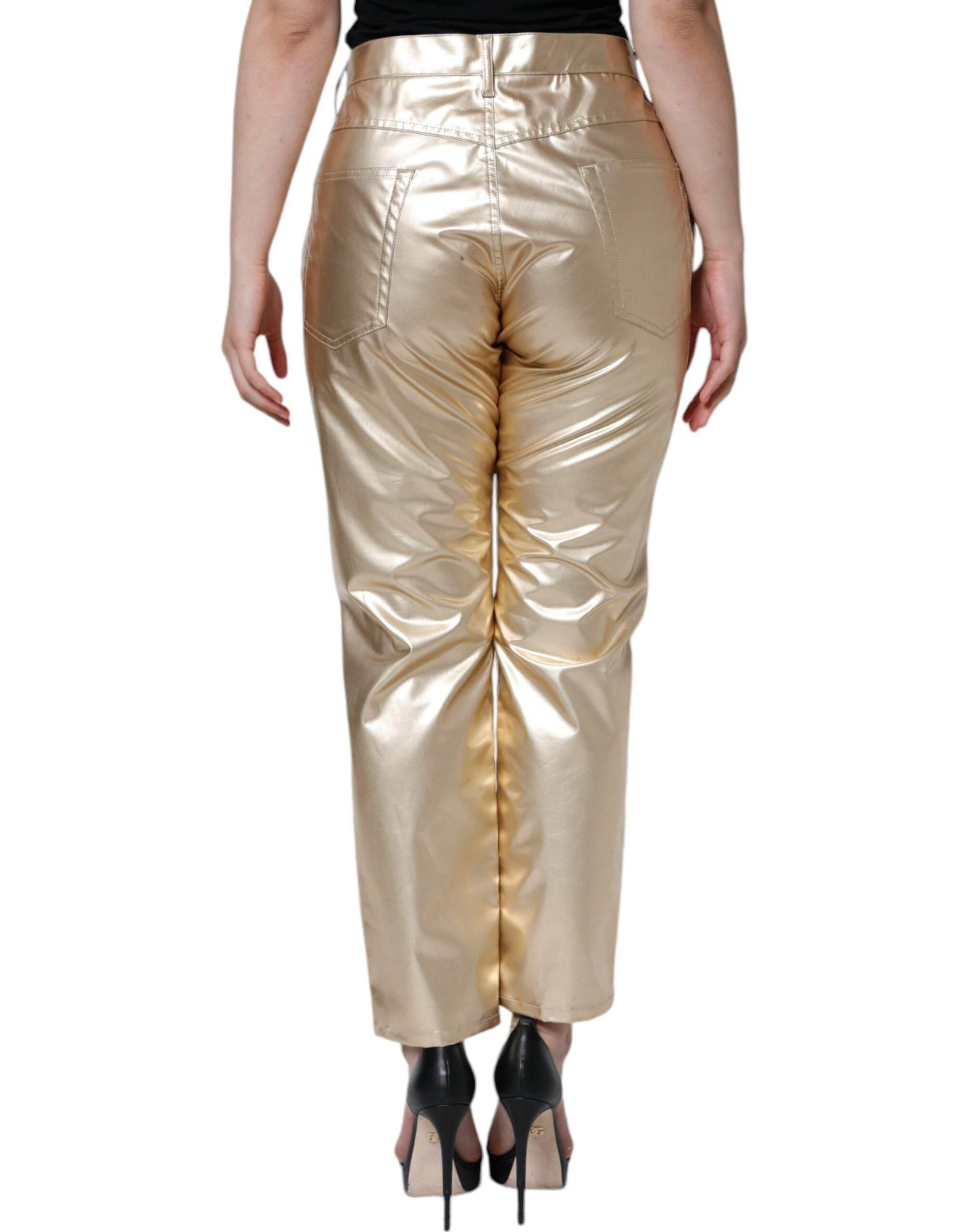 Dolce & Gabbana Metallic Gold Polyester Tapered Pants - Hilstor