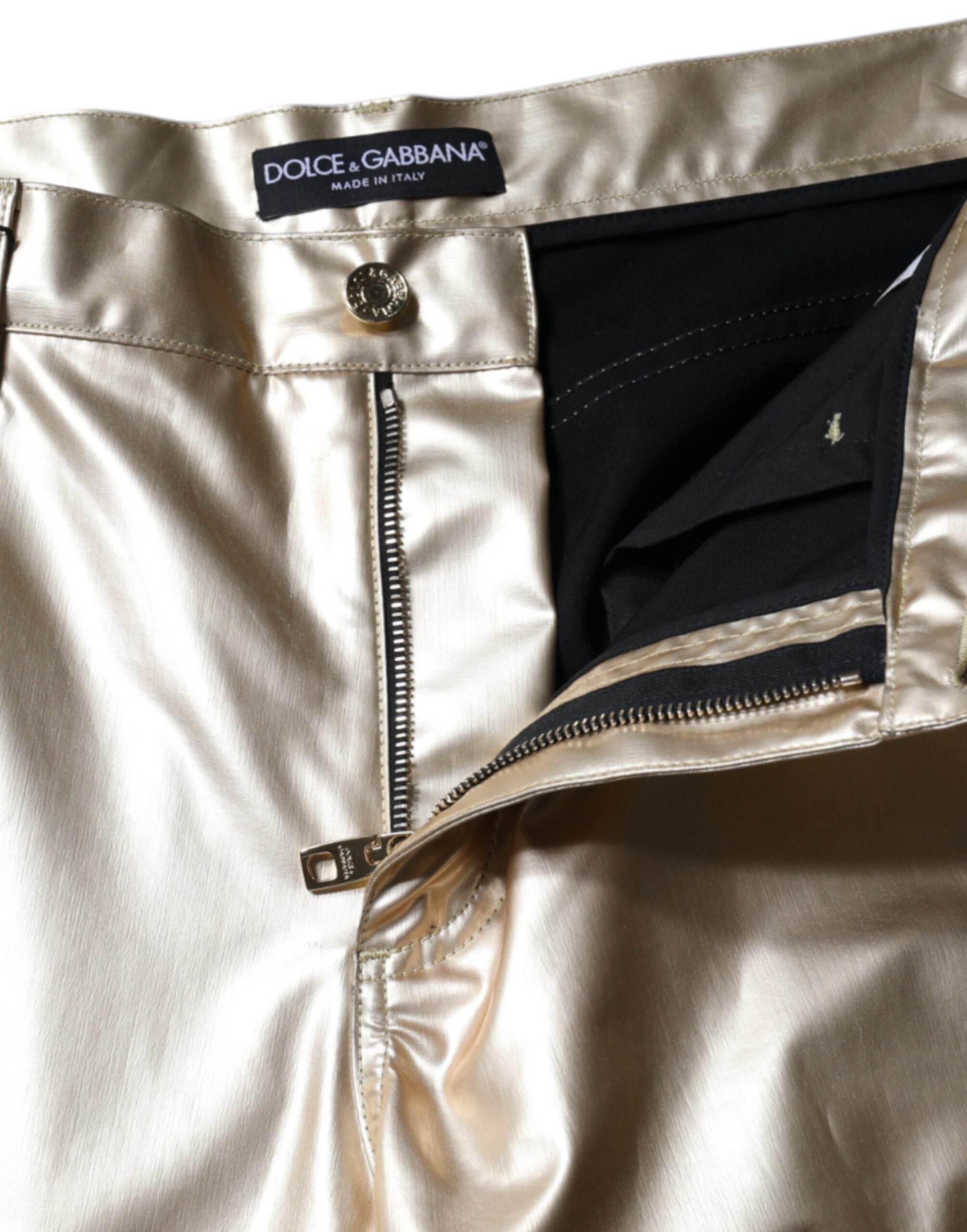 Dolce & Gabbana Metallic Gold Polyester Tapered Pants - Hilstor