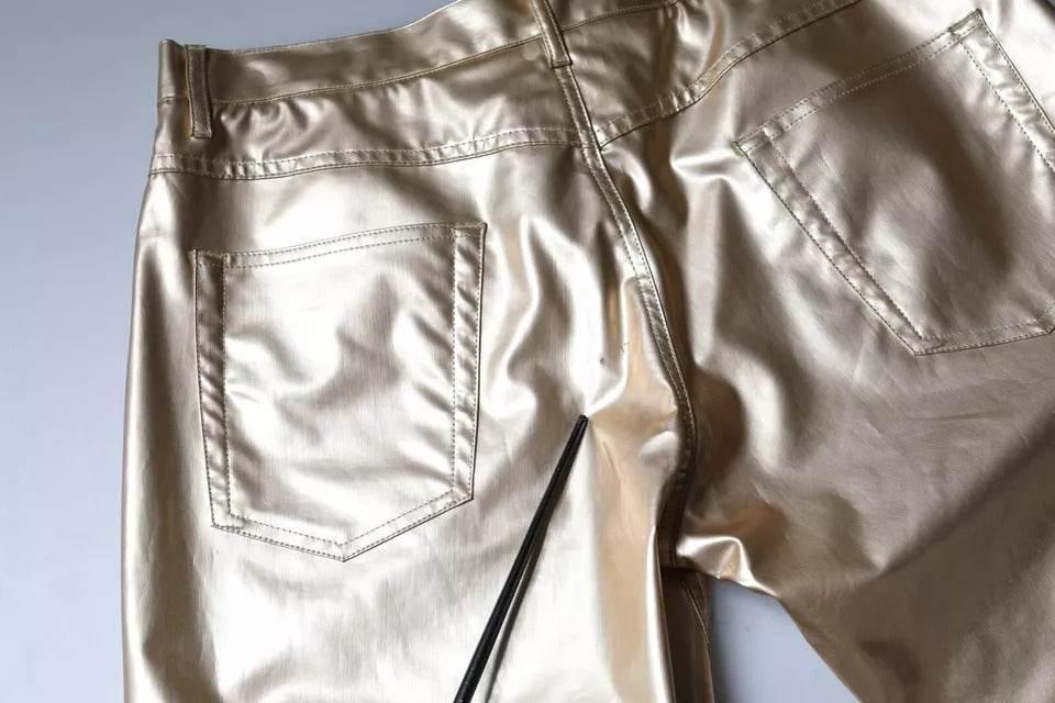 Dolce & Gabbana Metallic Gold Polyester Tapered Pants - Hilstor