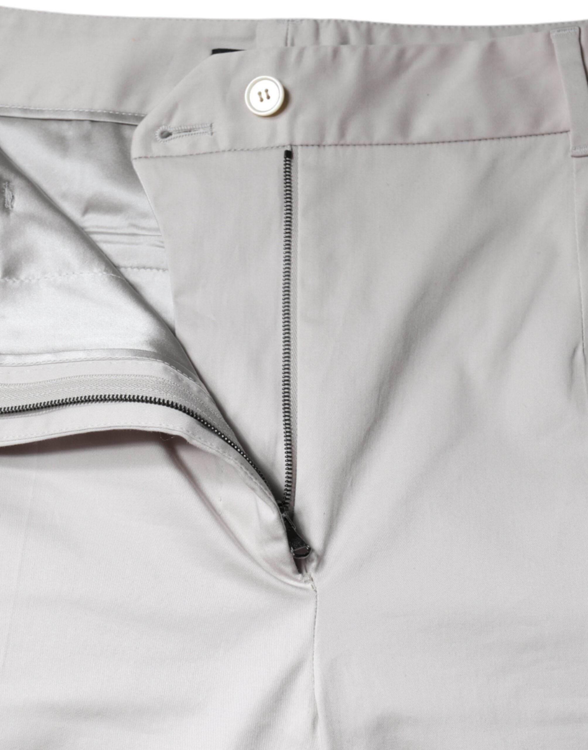 Dolce & Gabbana White Cotton Mid Waist Cropped Skinny Pants - Hilstor