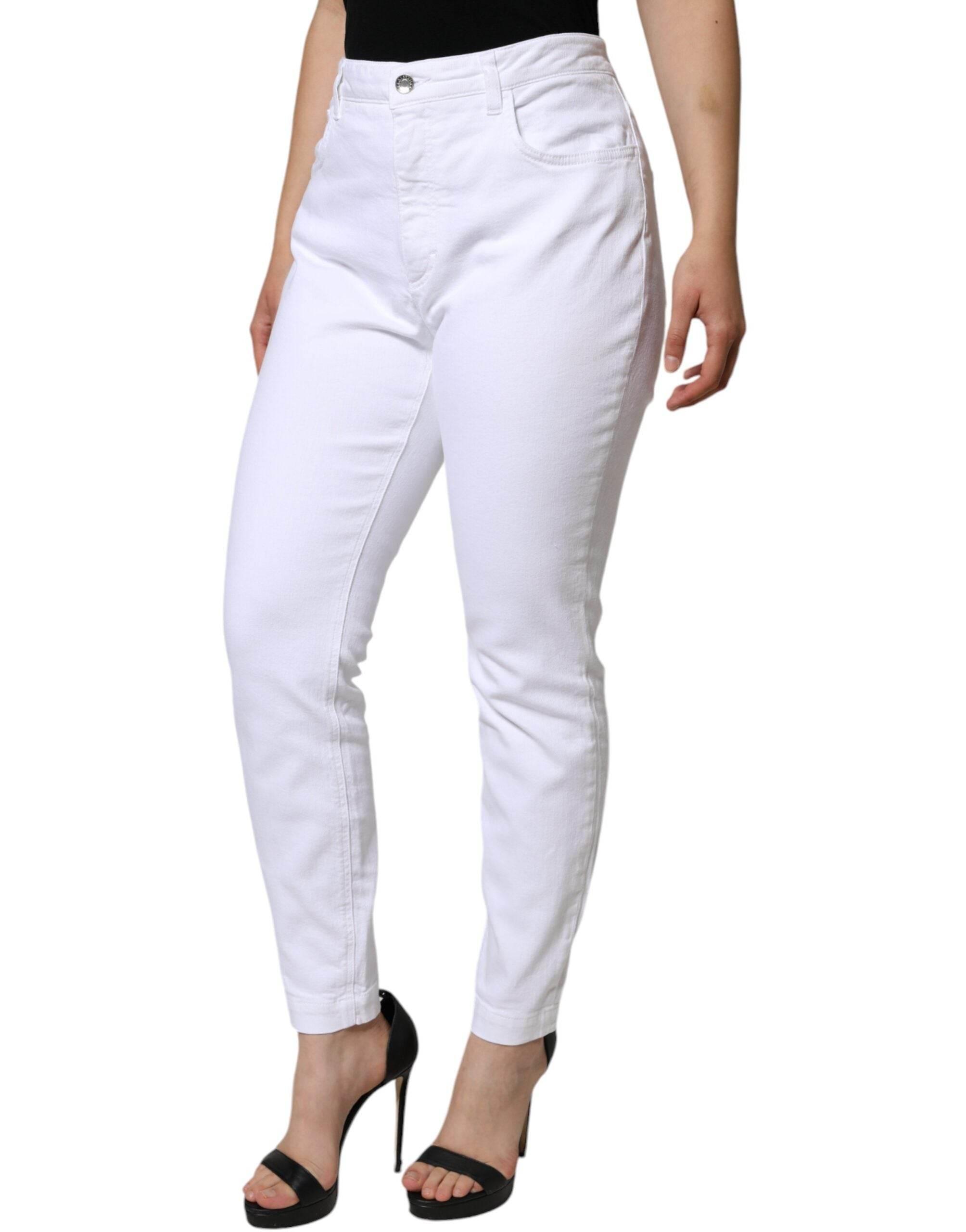Dolce & Gabbana White Cotton Stretch AUDREY Skinny Jeans - Hilstor