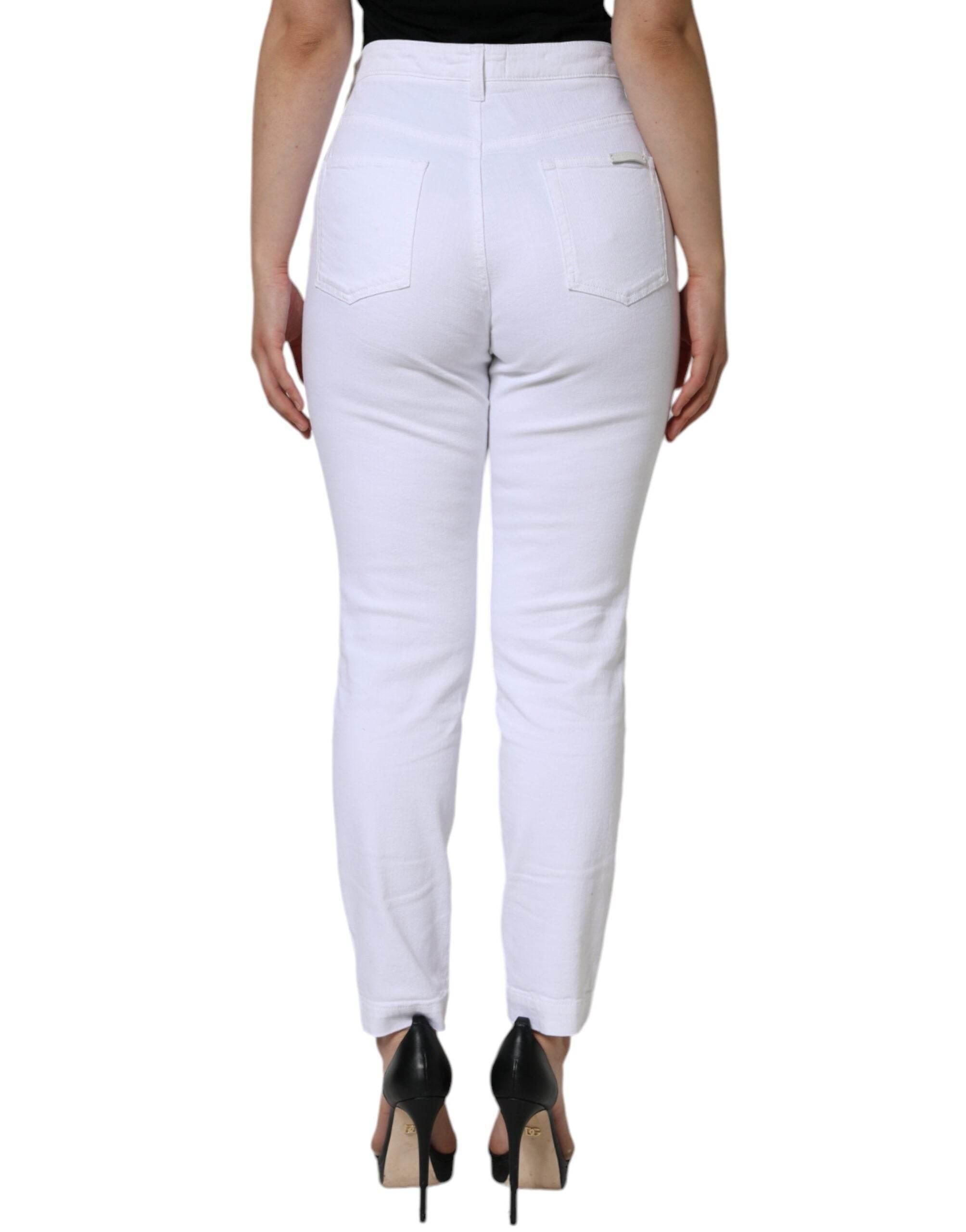 Dolce & Gabbana White Cotton Stretch AUDREY Skinny Jeans - Hilstor