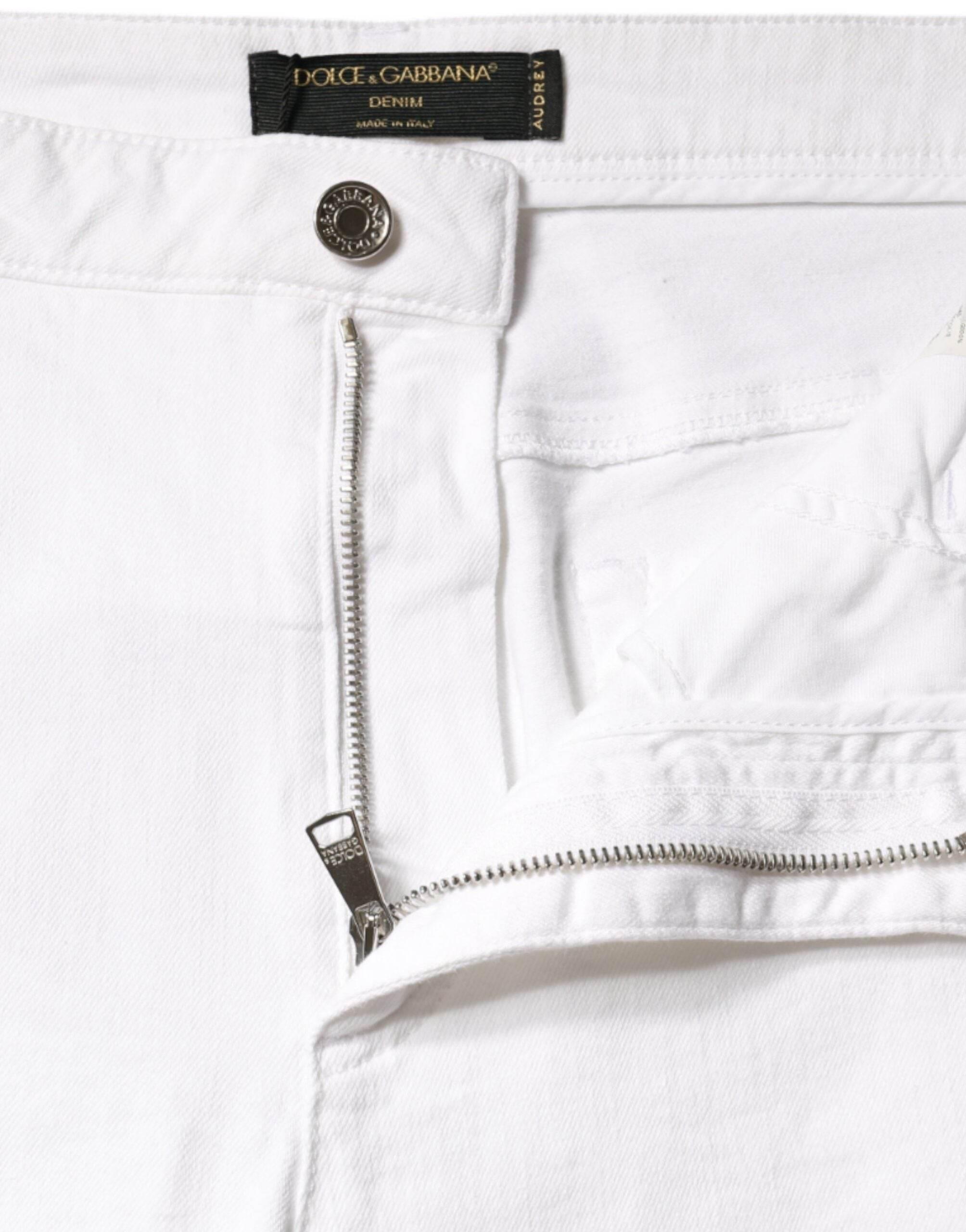 Dolce & Gabbana White Cotton Stretch AUDREY Skinny Jeans - Hilstor
