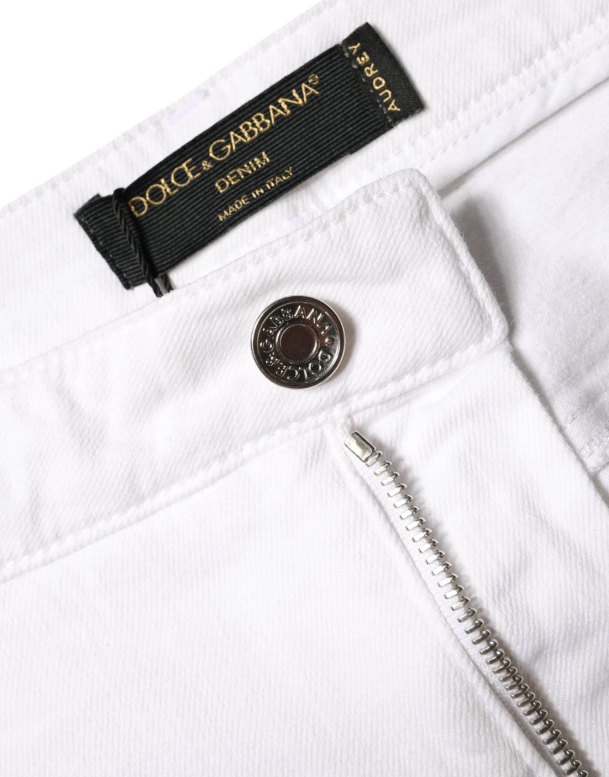 Dolce & Gabbana White Cotton Stretch AUDREY Skinny Jeans - Hilstor