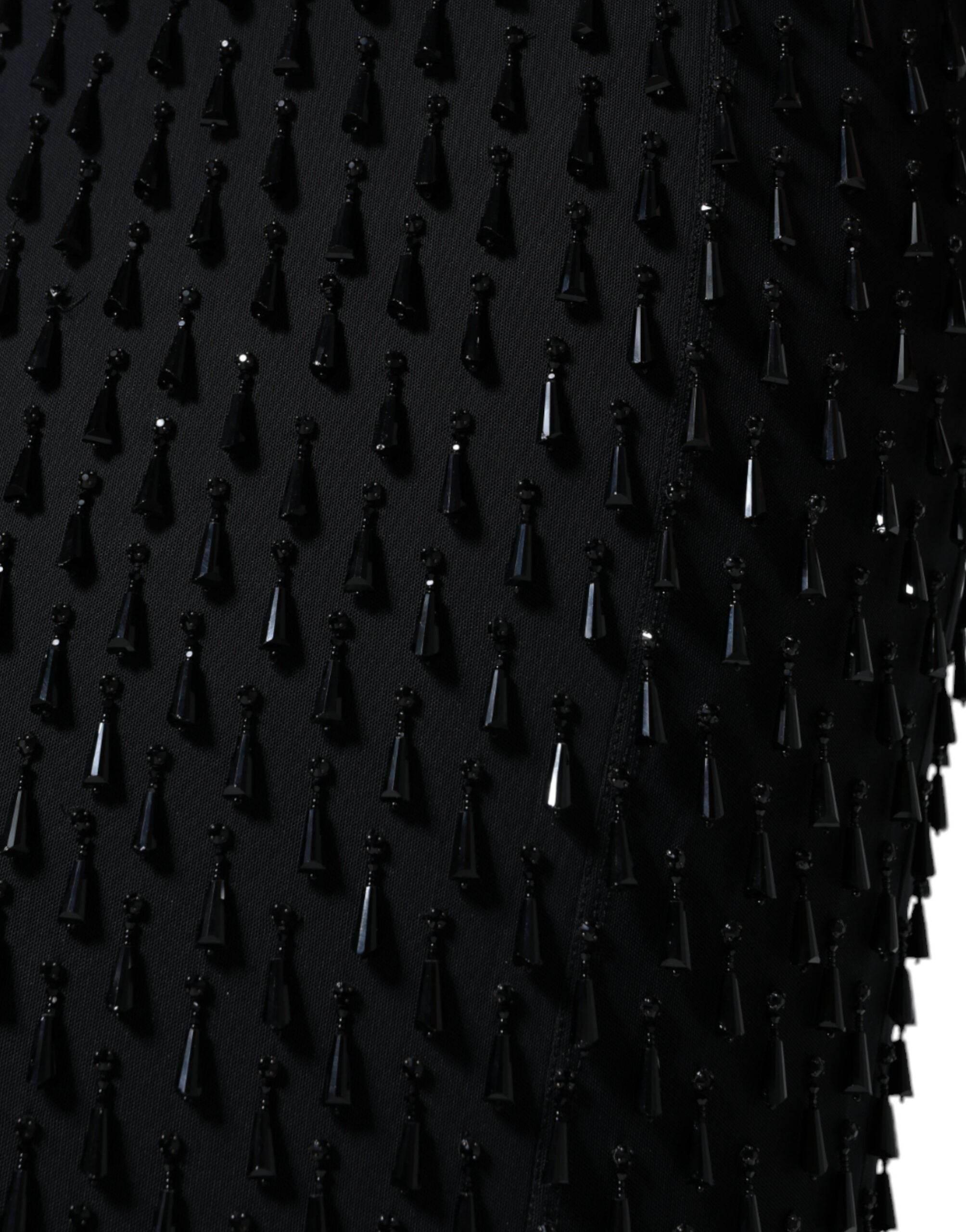 Dolce & Gabbana Black Embellished Pencil Cut Midi Skirt - Hilstor