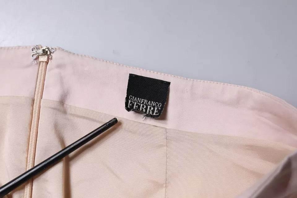 GF Ferre Beige Cotton Stretch Mid Waist Pencil Cut Skirt - Hilstor
