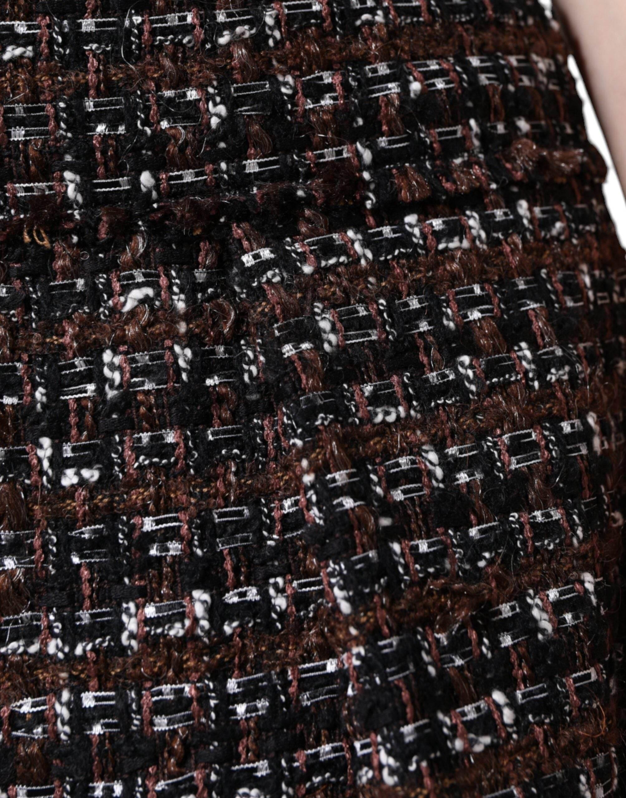 Dolce & Gabbana Multicolor High Waist Tartan Tweed A-line Mini Skirt - Hilstor