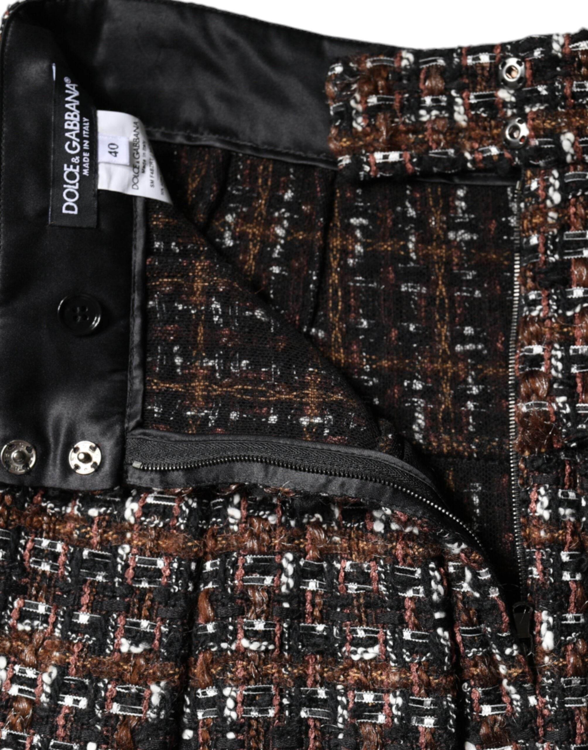 Dolce & Gabbana Multicolor High Waist Tartan Tweed A-line Mini Skirt - Hilstor