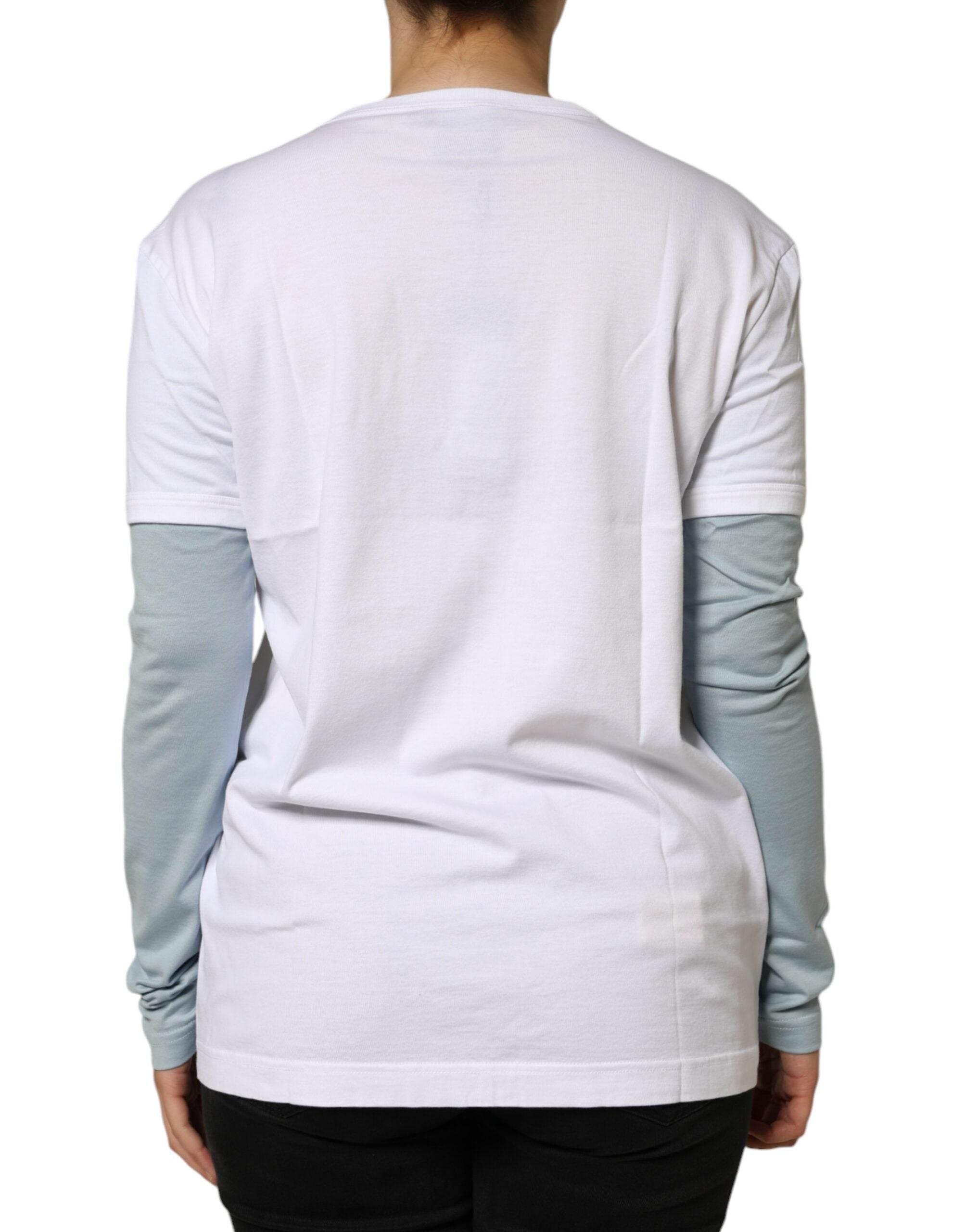 Dolce & Gabbana White Cotton Logo Print Round Neck T-shirt - Hilstor