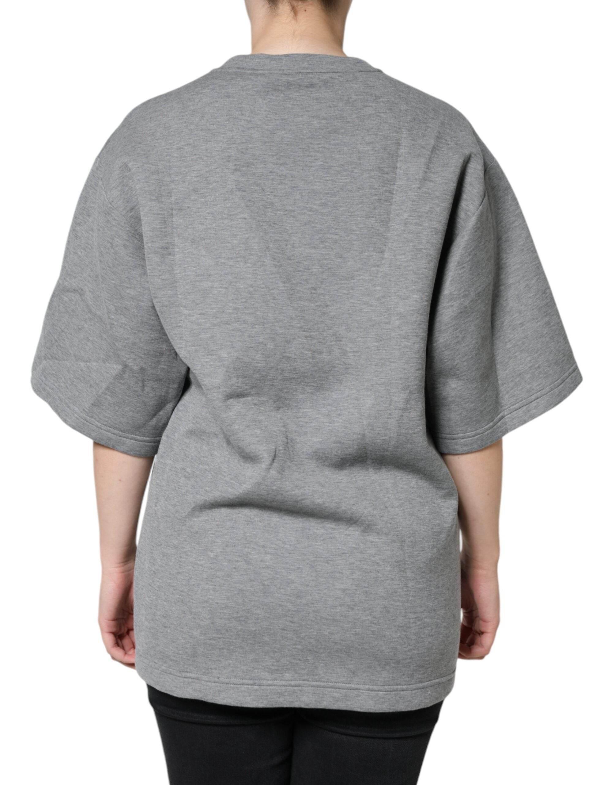 Dolce & Gabbana Gray Cotton Blend Embellished Tee T-shirt - Hilstor