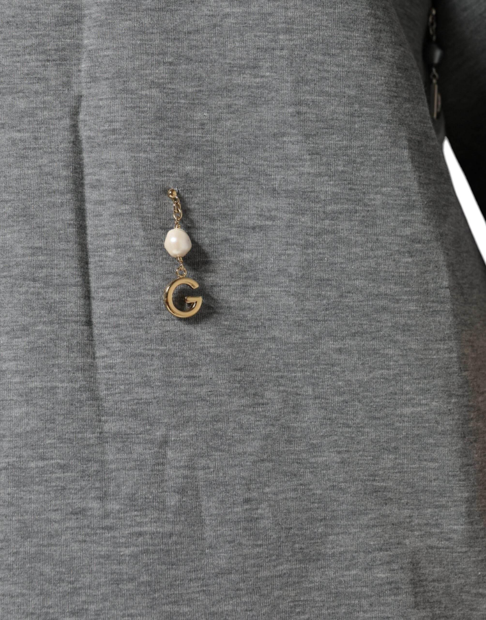 Dolce & Gabbana Gray Cotton Blend Embellished Tee T-shirt - Hilstor