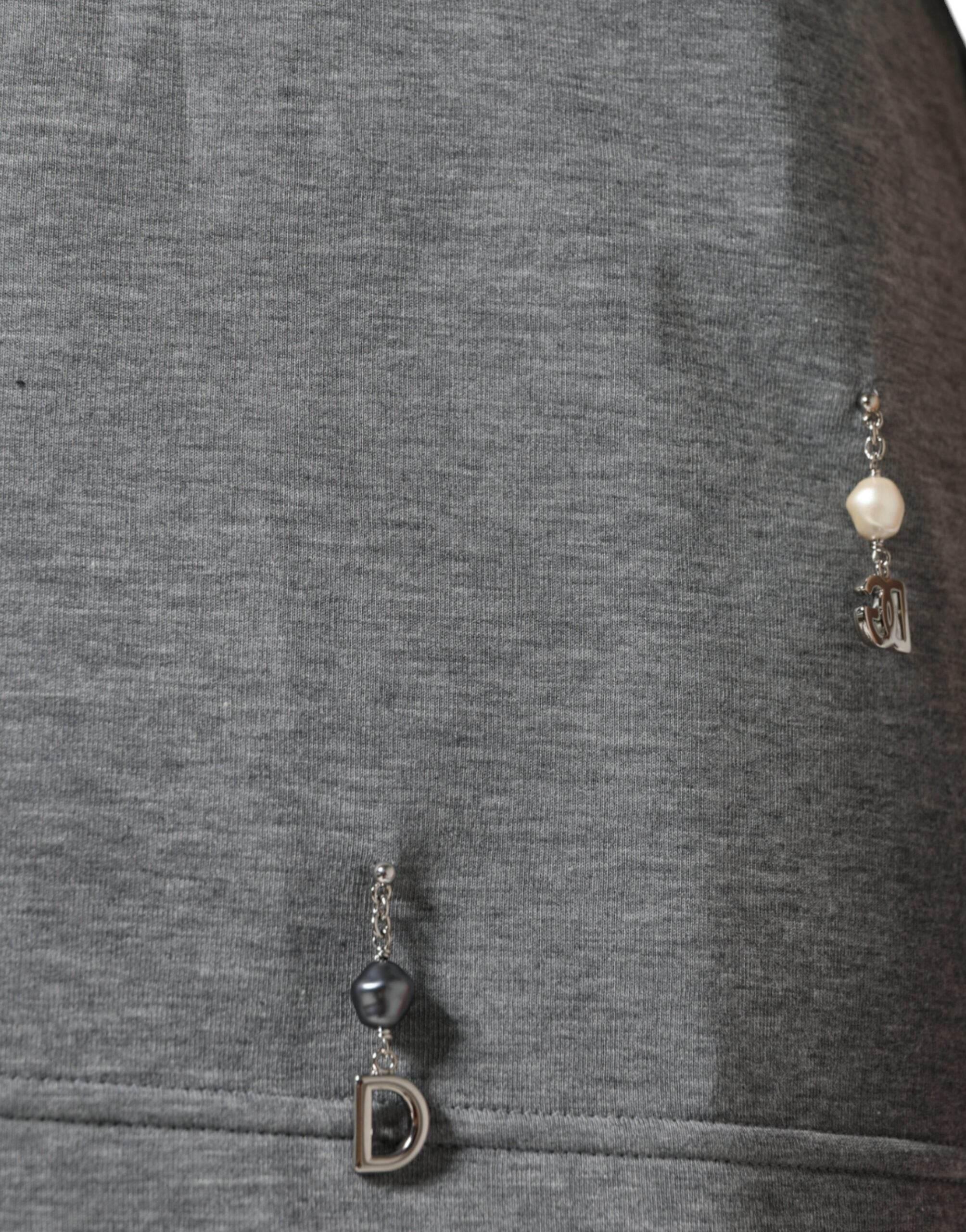 Dolce & Gabbana Gray Cotton Blend Embellished Tee T-shirt - Hilstor