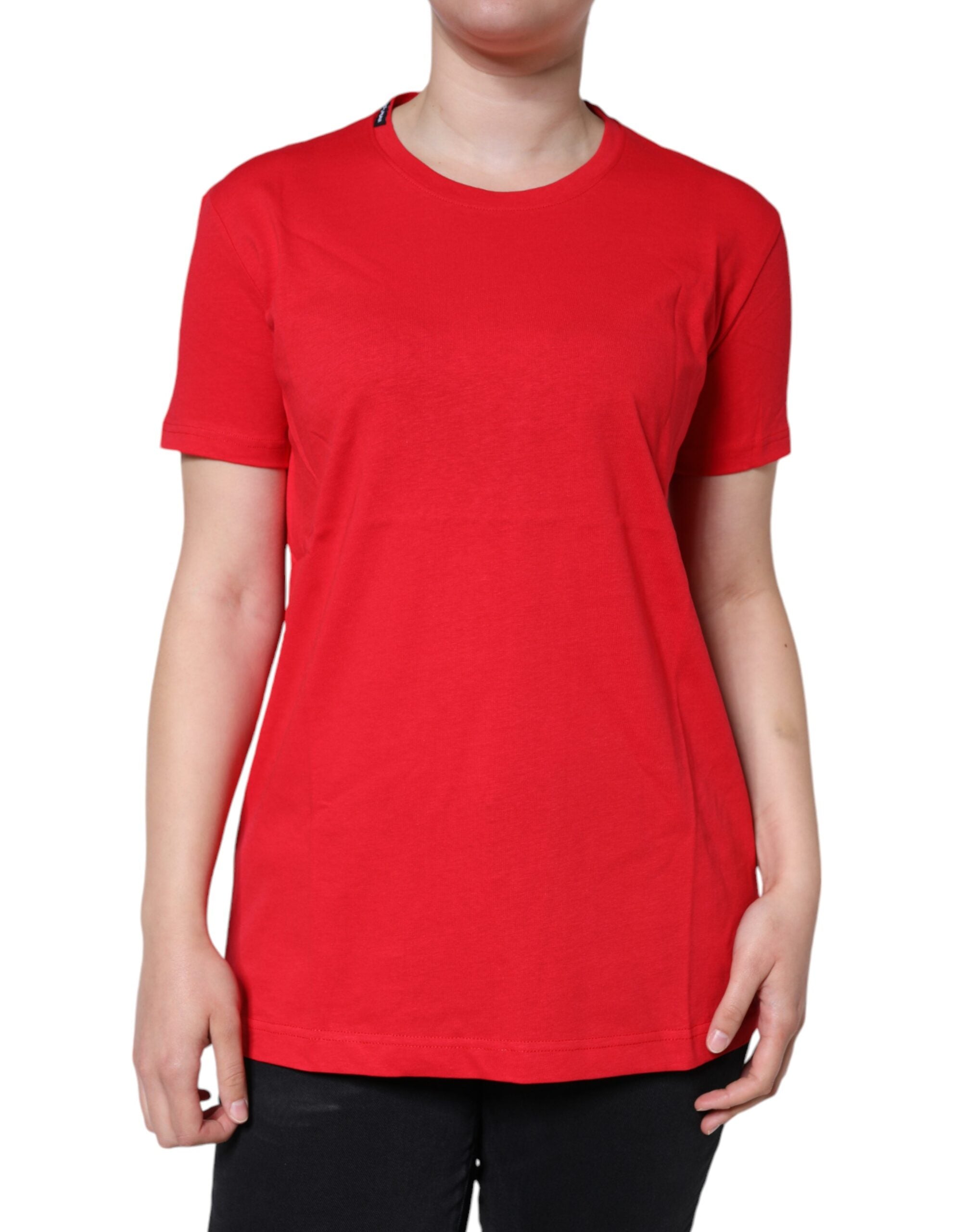 Dolce &amp; Gabbana rød bomuld T-shirt med rund hals med korte ærmer
