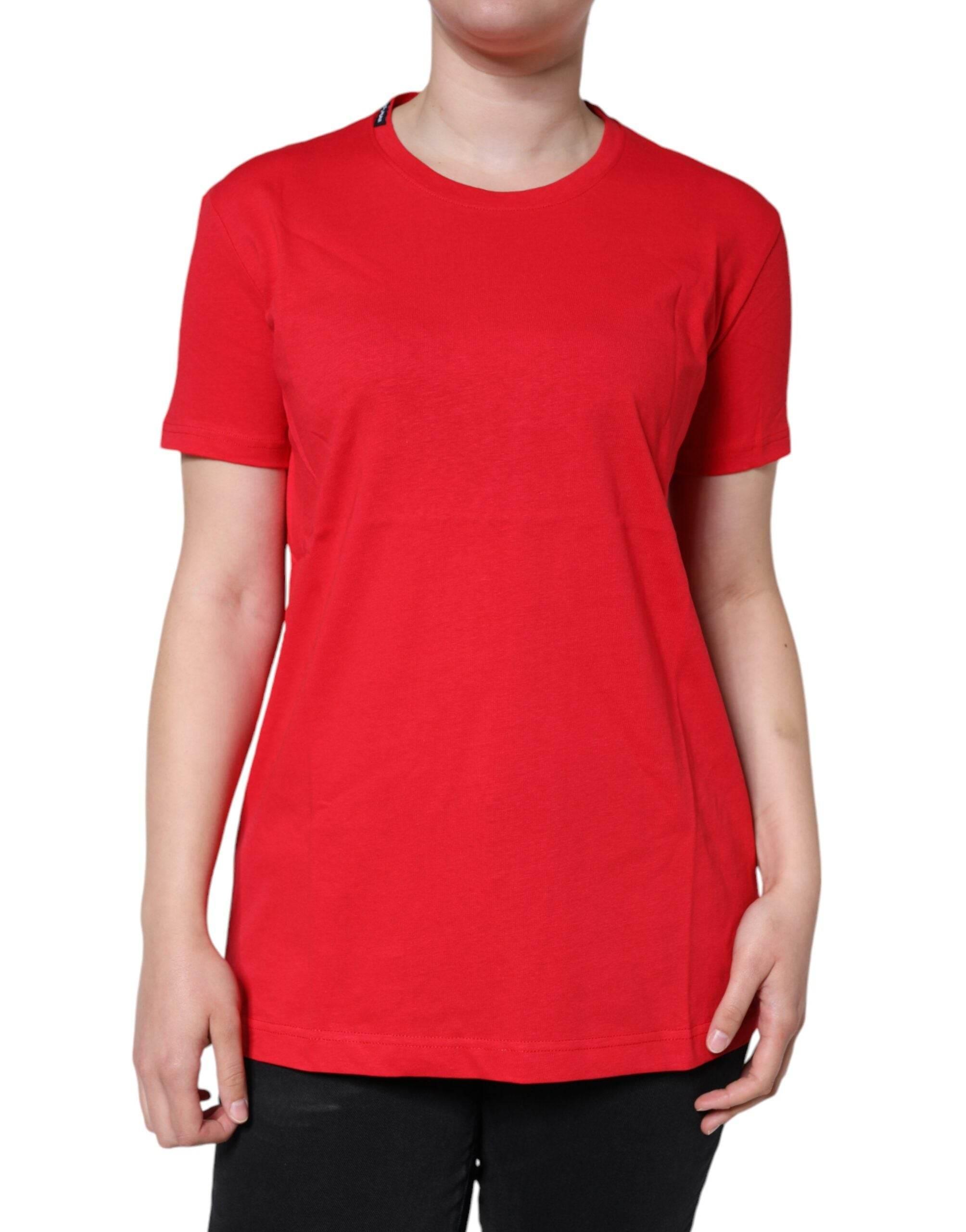 Dolce & Gabbana Red Cotton Crew Neck Short Sleeve Tee T-shirt - Hilstor