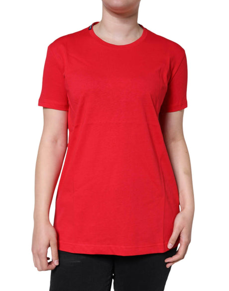 Dolce & Gabbana Red Cotton Crew Neck Short Sleeve Tee T-shirt - Hilstor