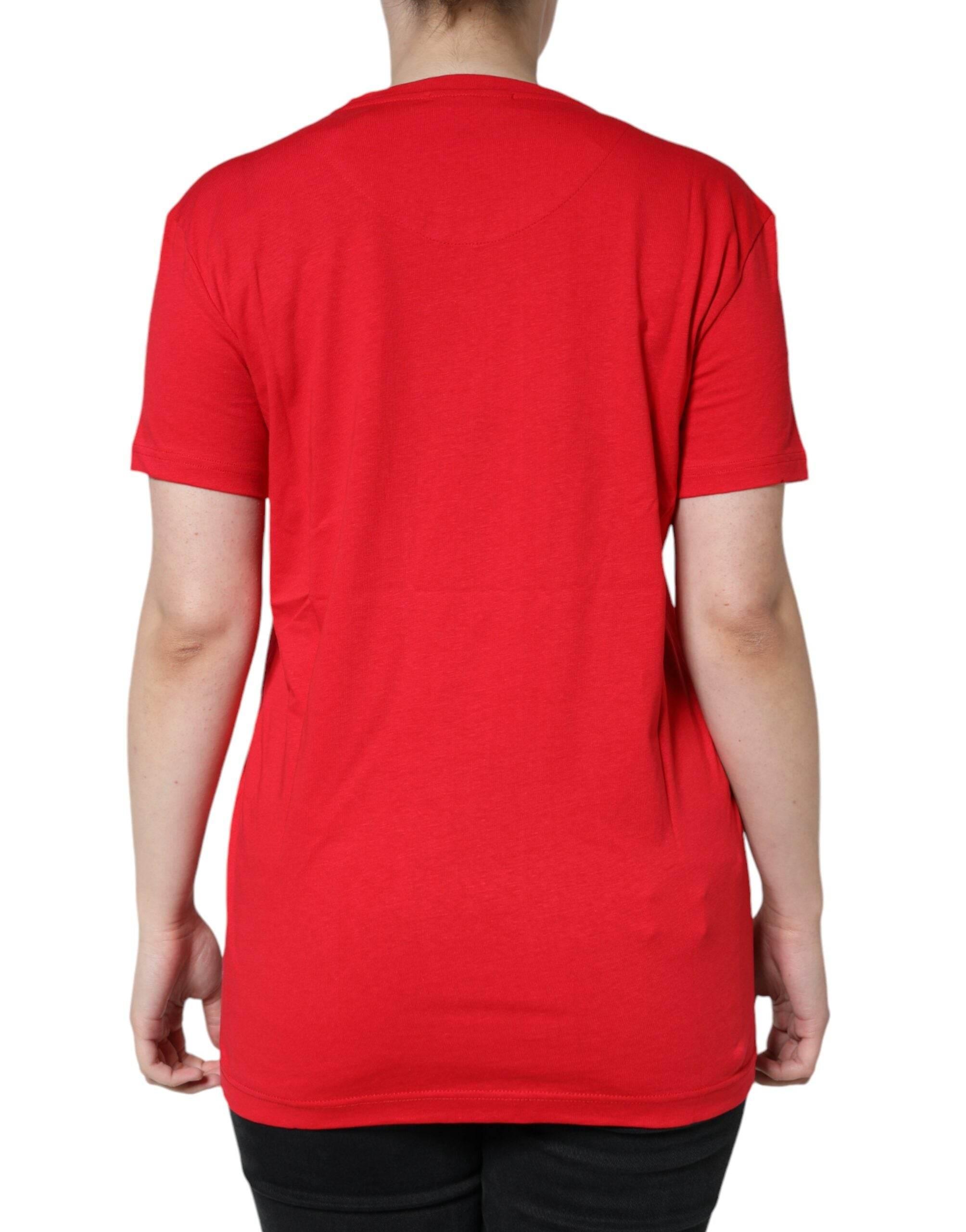 Dolce & Gabbana Red Cotton Crew Neck Short Sleeve Tee T-shirt - Hilstor