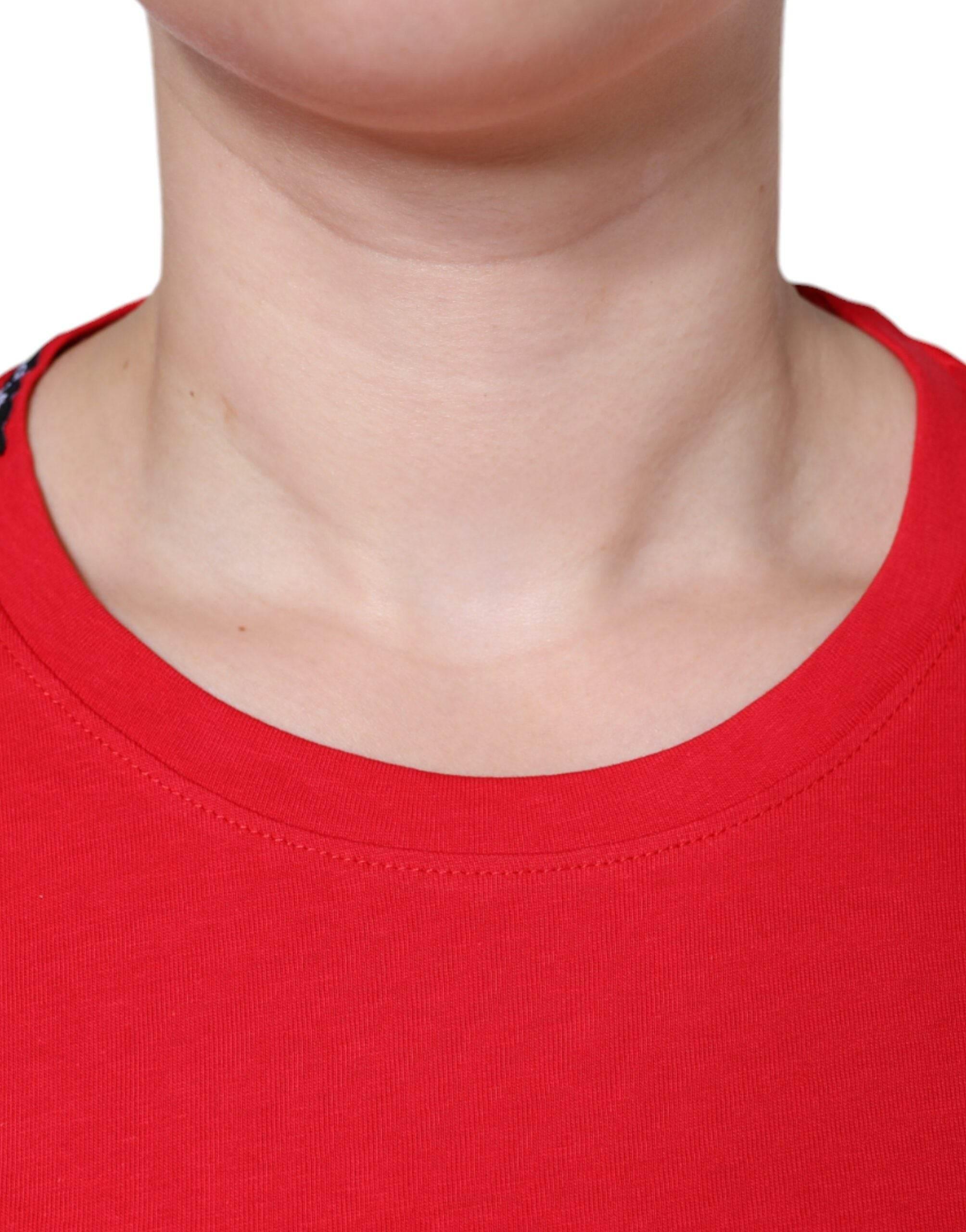 Dolce & Gabbana Red Cotton Crew Neck Short Sleeve Tee T-shirt - Hilstor