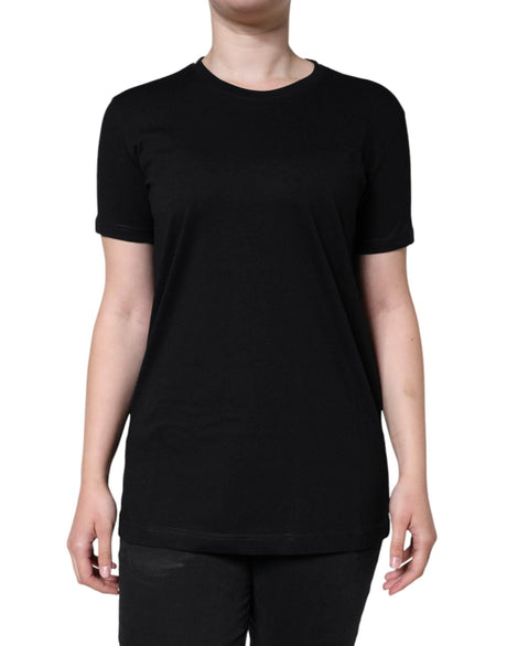 Dolce & Gabbana Black Cotton Crew Neck Short Sleeve T-shirt - Hilstor
