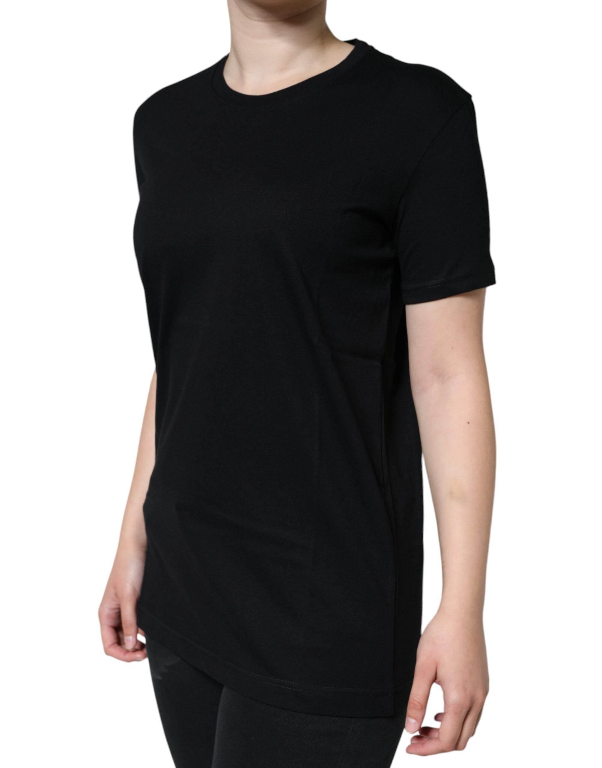 Dolce & Gabbana Black Cotton Crew Neck Short Sleeve T-shirt - Hilstor
