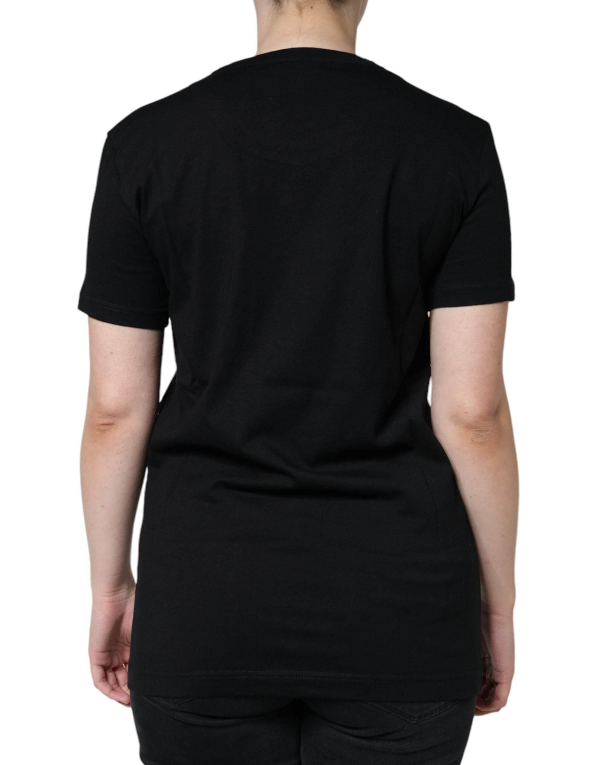 Dolce & Gabbana Black Cotton Crew Neck Short Sleeve T-shirt - Hilstor
