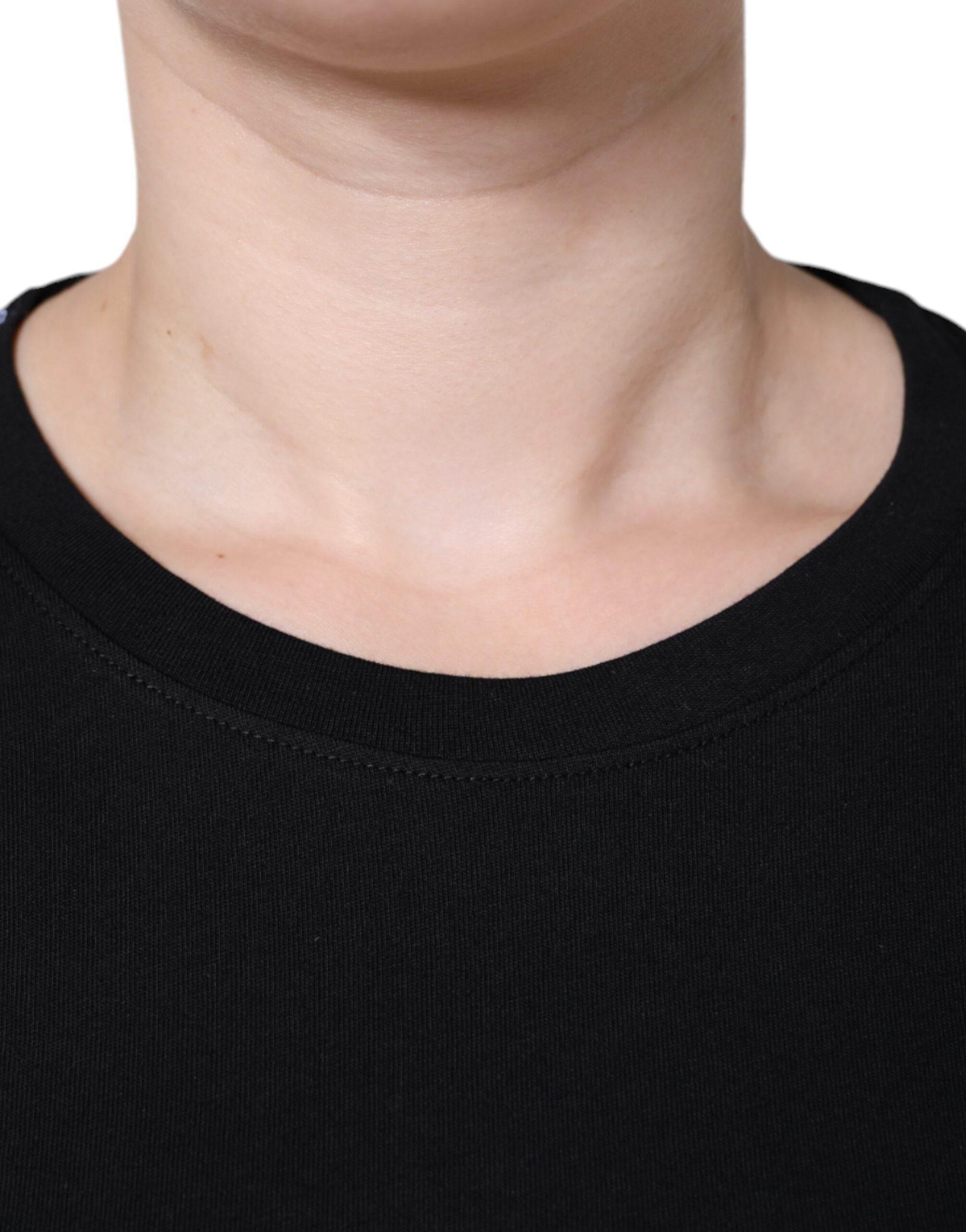 Dolce & Gabbana Black Cotton Crew Neck Short Sleeve T-shirt - Hilstor